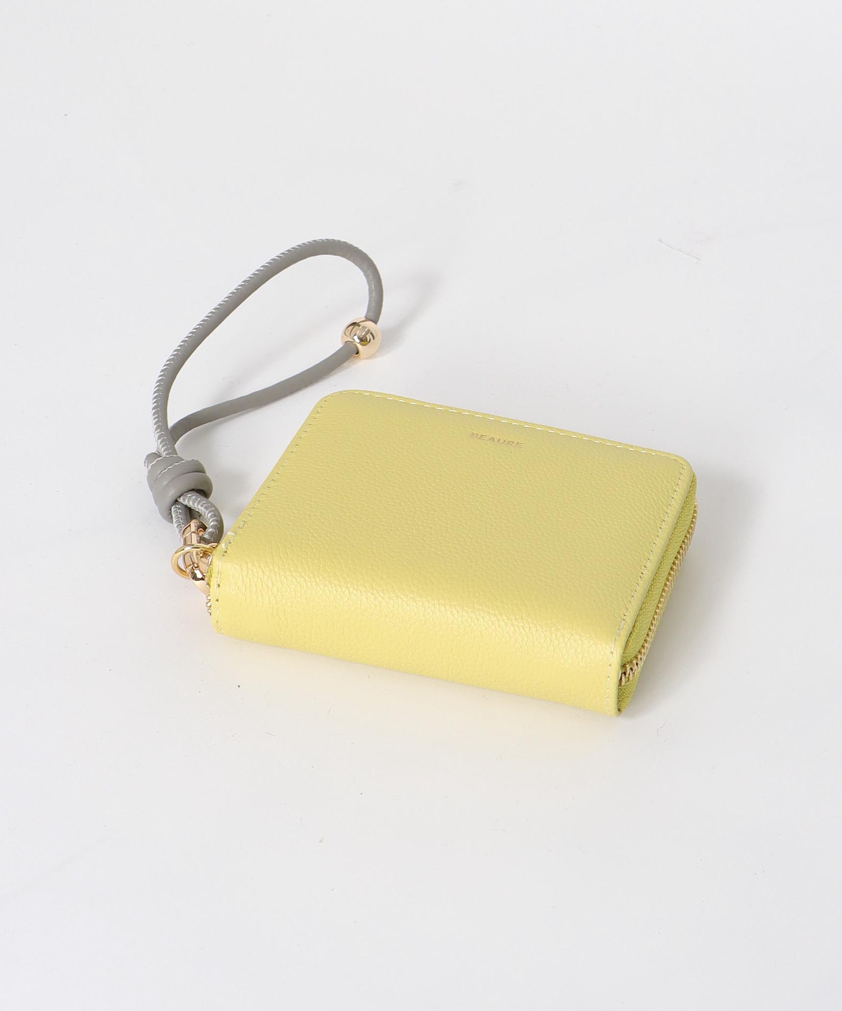 カウレザーハンドストラップ付 バイカラーミニウォレット