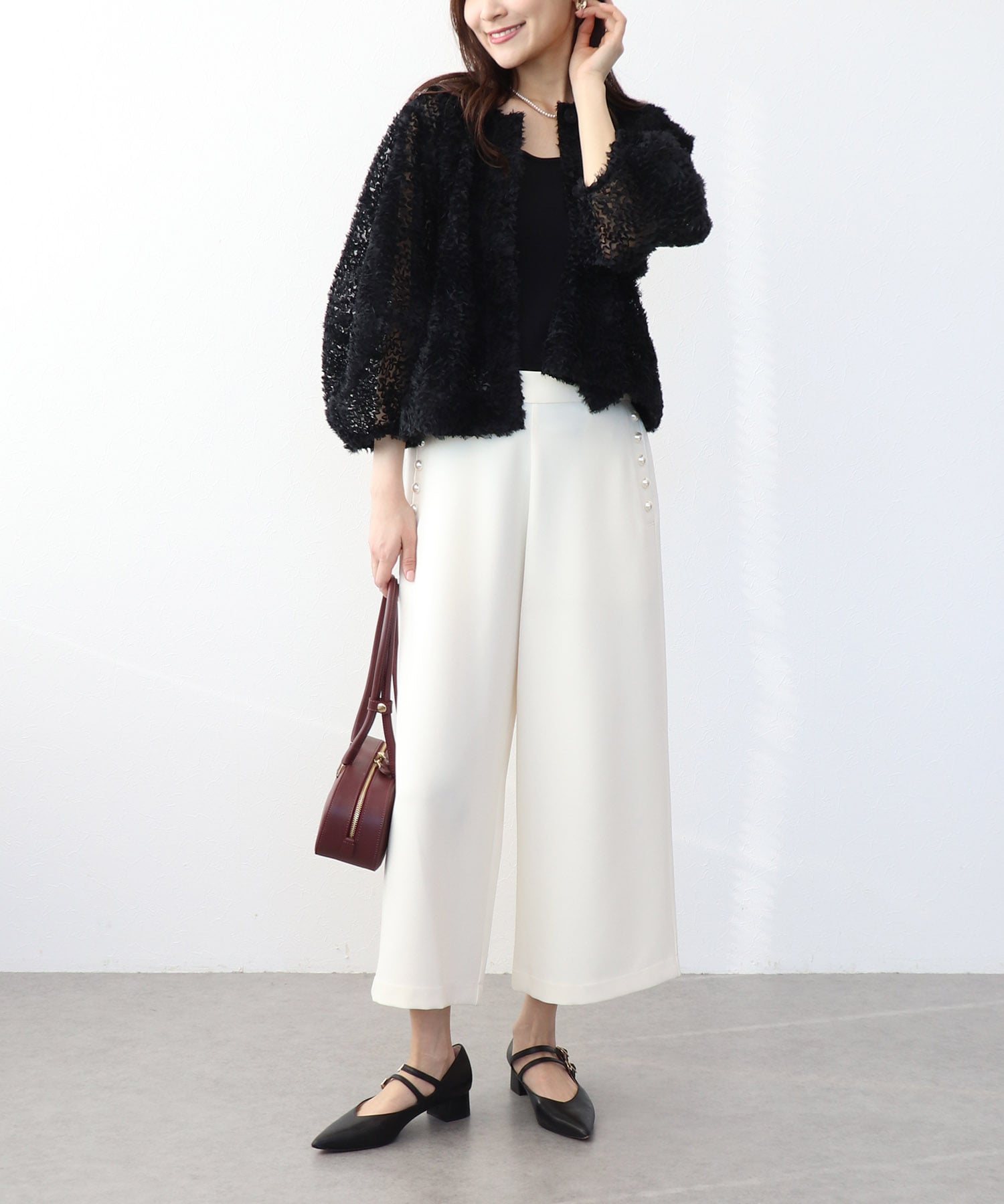 パール付きガウチョパンツ