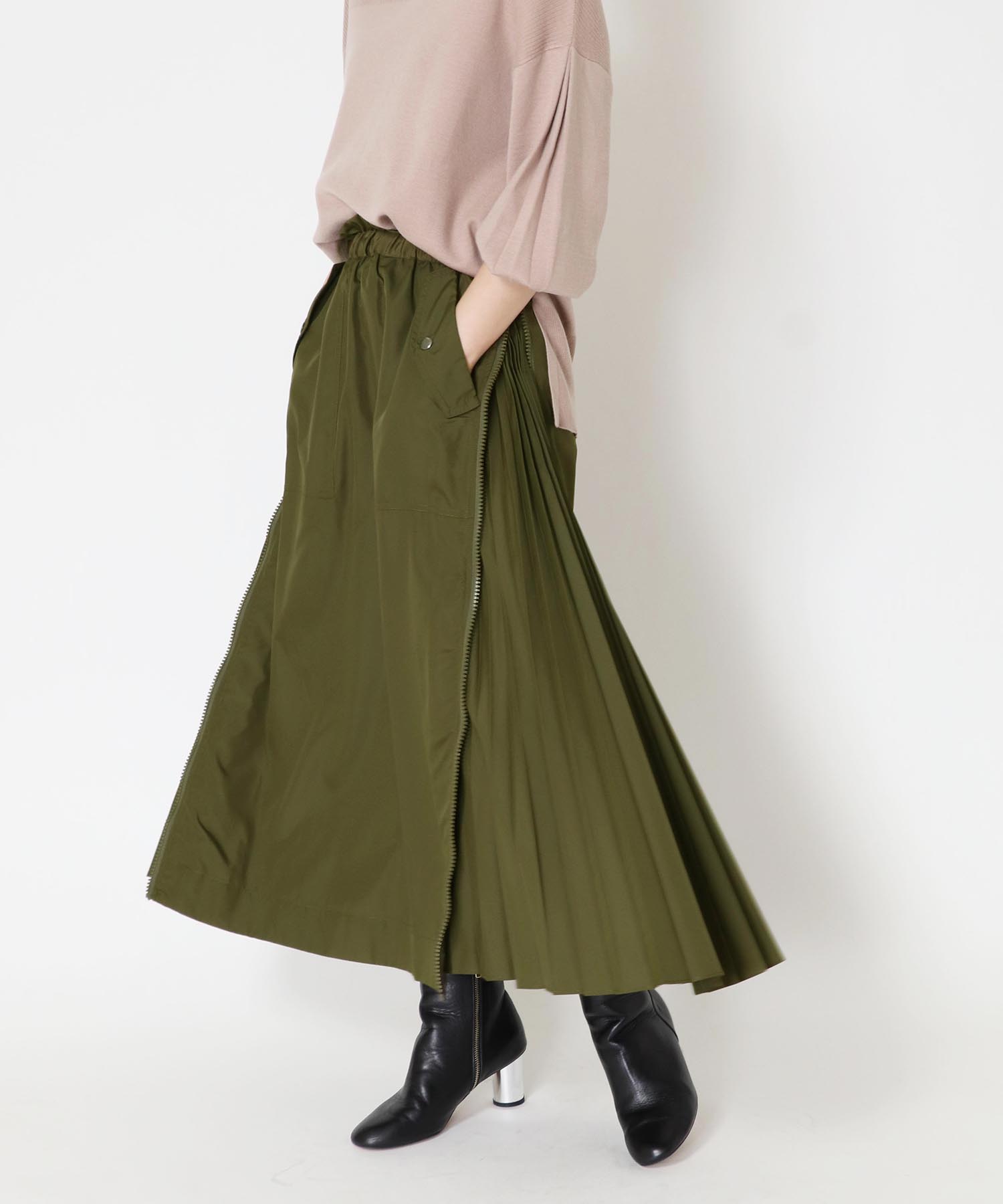 サイドジップアッププリーツスカート | AND ON JIONE STORE 