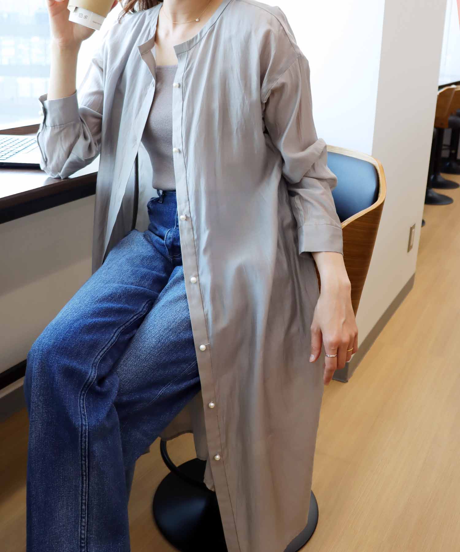 エアリーテンセル ロングシャツ
