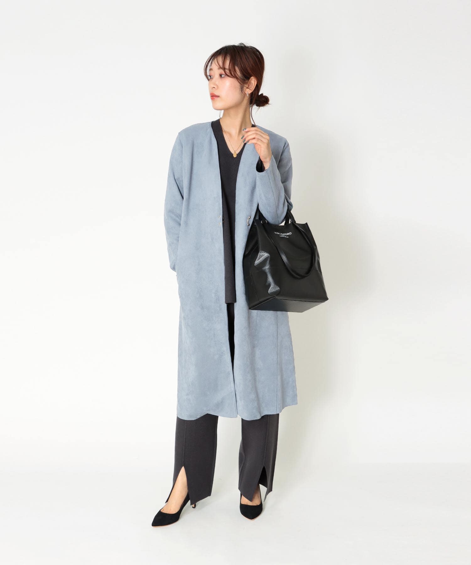 フェイクスエードノーカラーコート | AND ON JIONE STORE（アンドオン 
