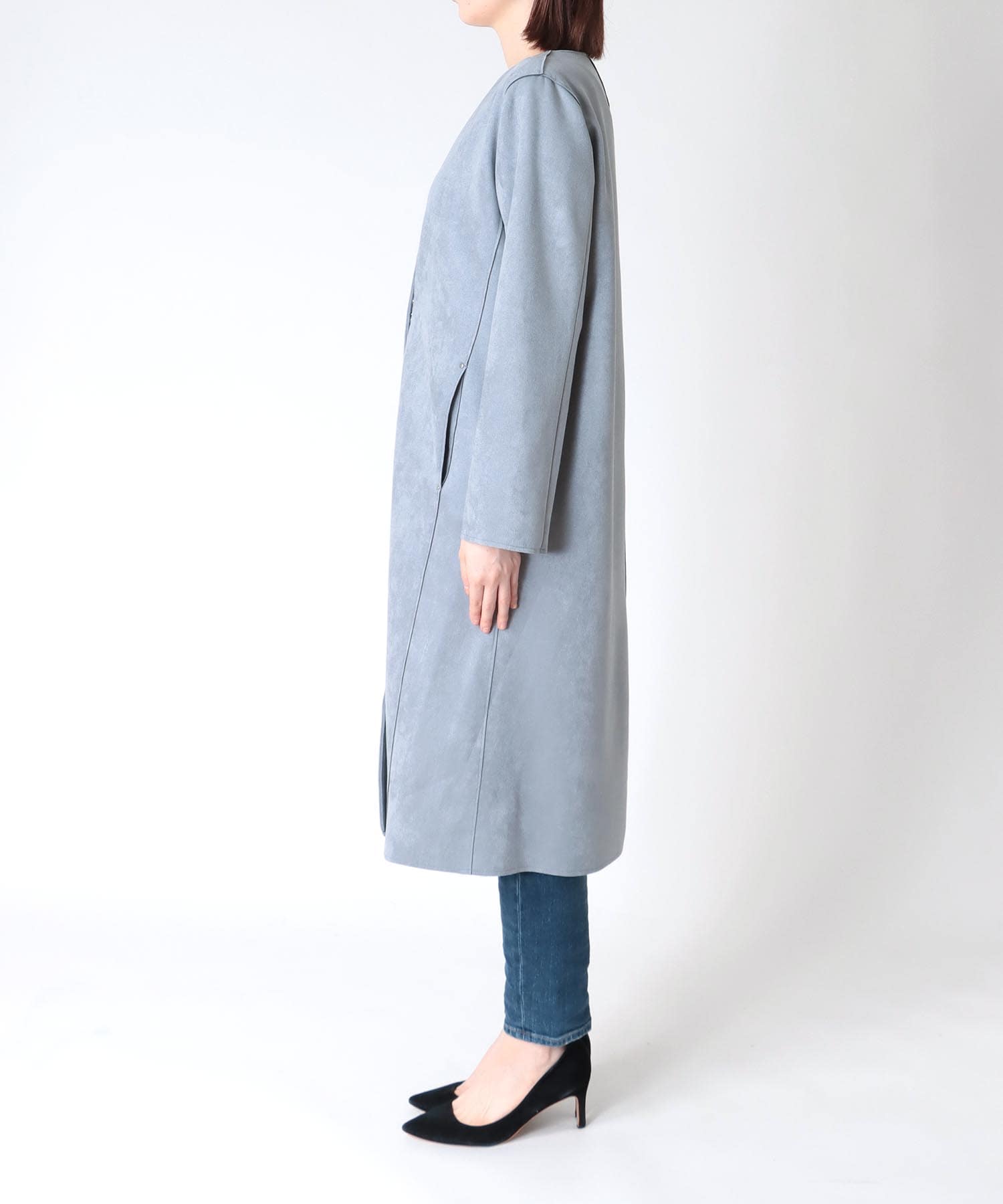 フェイクスエードノーカラーコート | AND ON JIONE STORE（アンドオン 