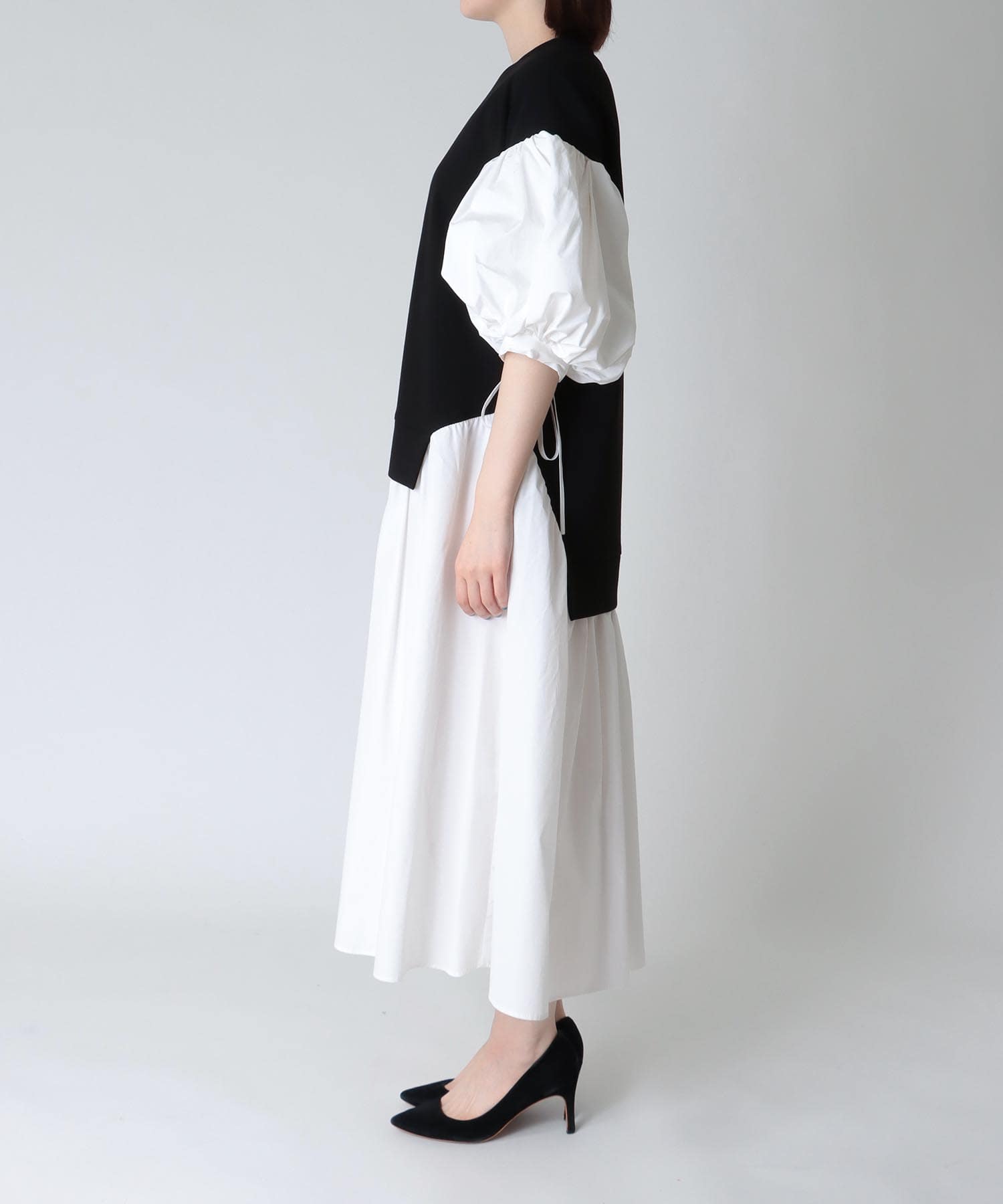 ＷＥＢ限定カラー有 ラスト☆柔らかボリュームショルダーニット×タフタ 