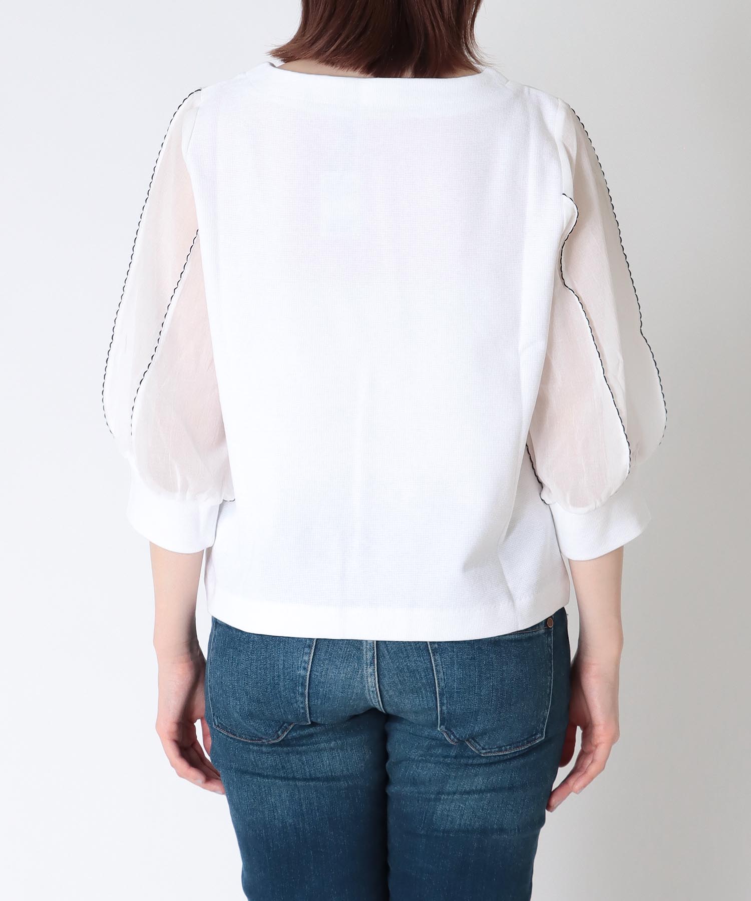 スリーブ刺繍7分袖カットソー | AND ON JIONE STORE（アンドオン 