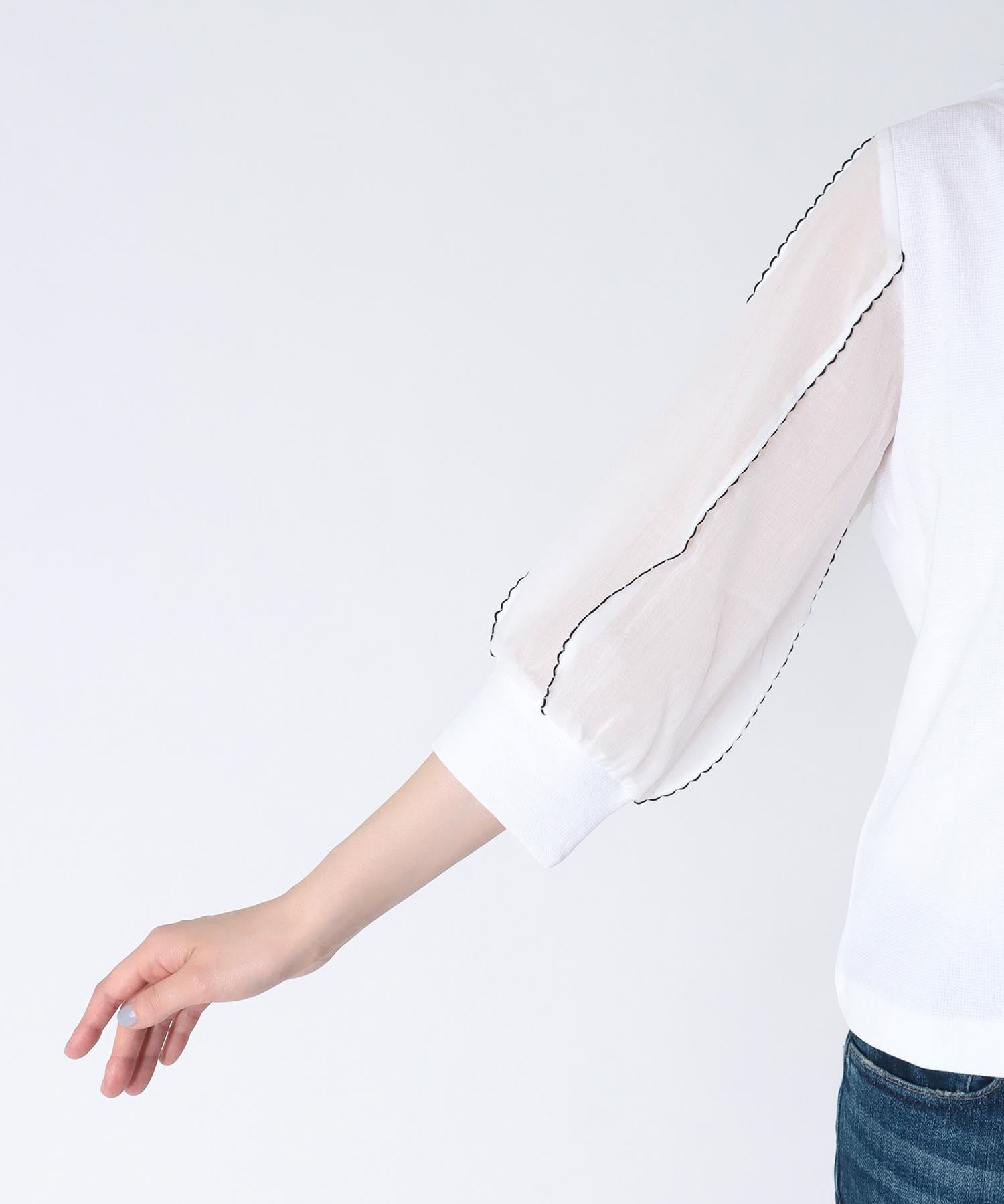スリーブ刺繍7分袖カットソー | AND ON JIONE STORE（アンドオン 