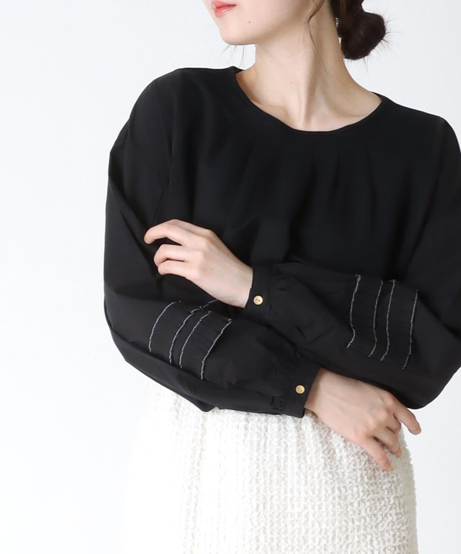 UNITED ARROWS ツートーン ジャガード ブラウス - ファッション