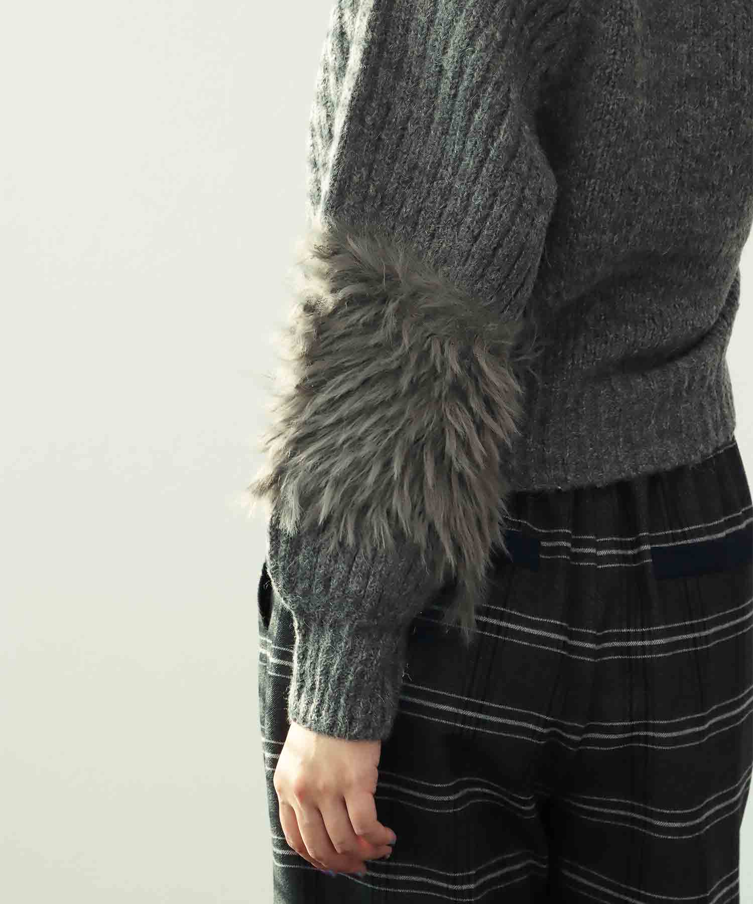 ファースリーブクロップドニット