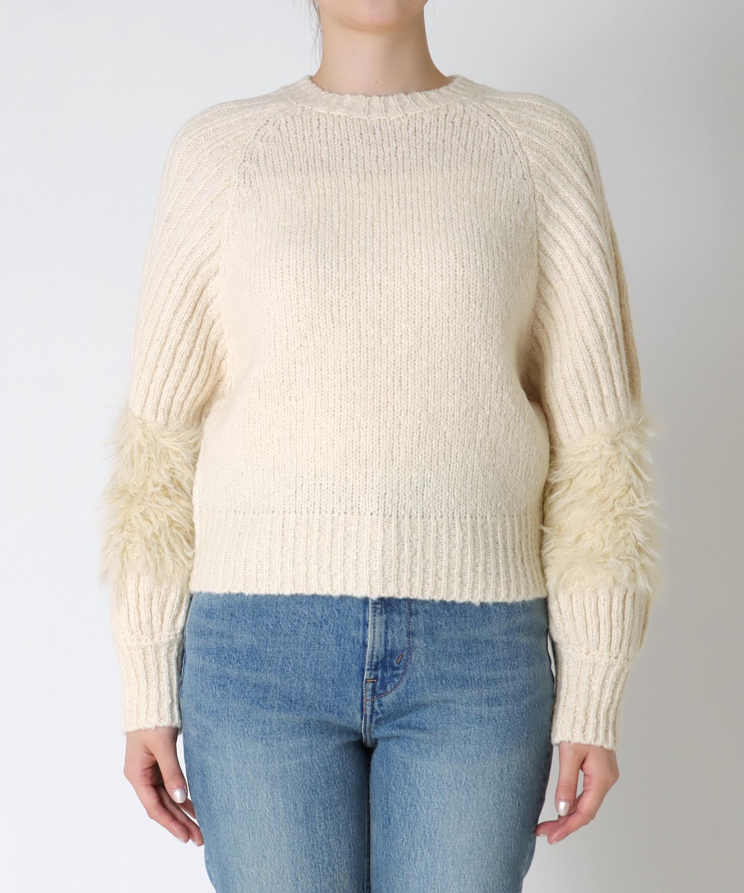 ファースリーブクロップドニット