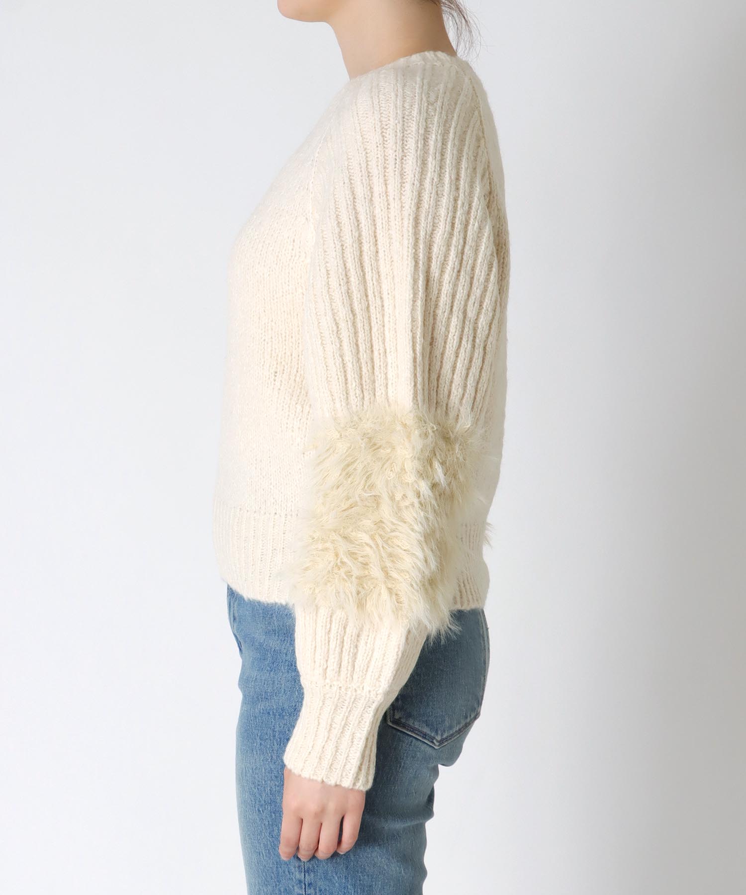 ファースリーブクロップドニット