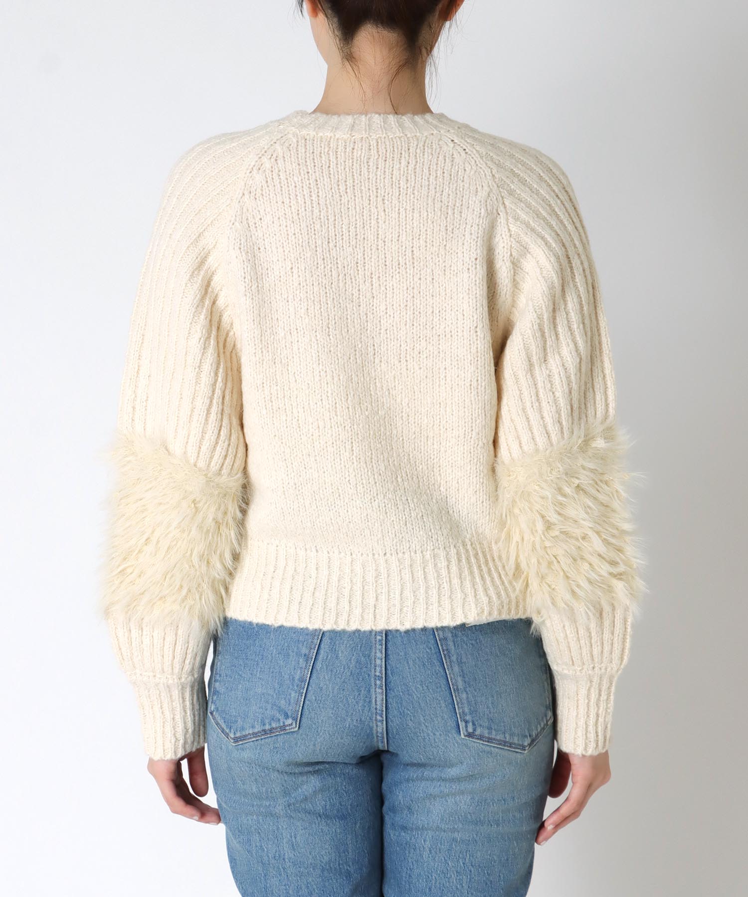 ファースリーブクロップドニット