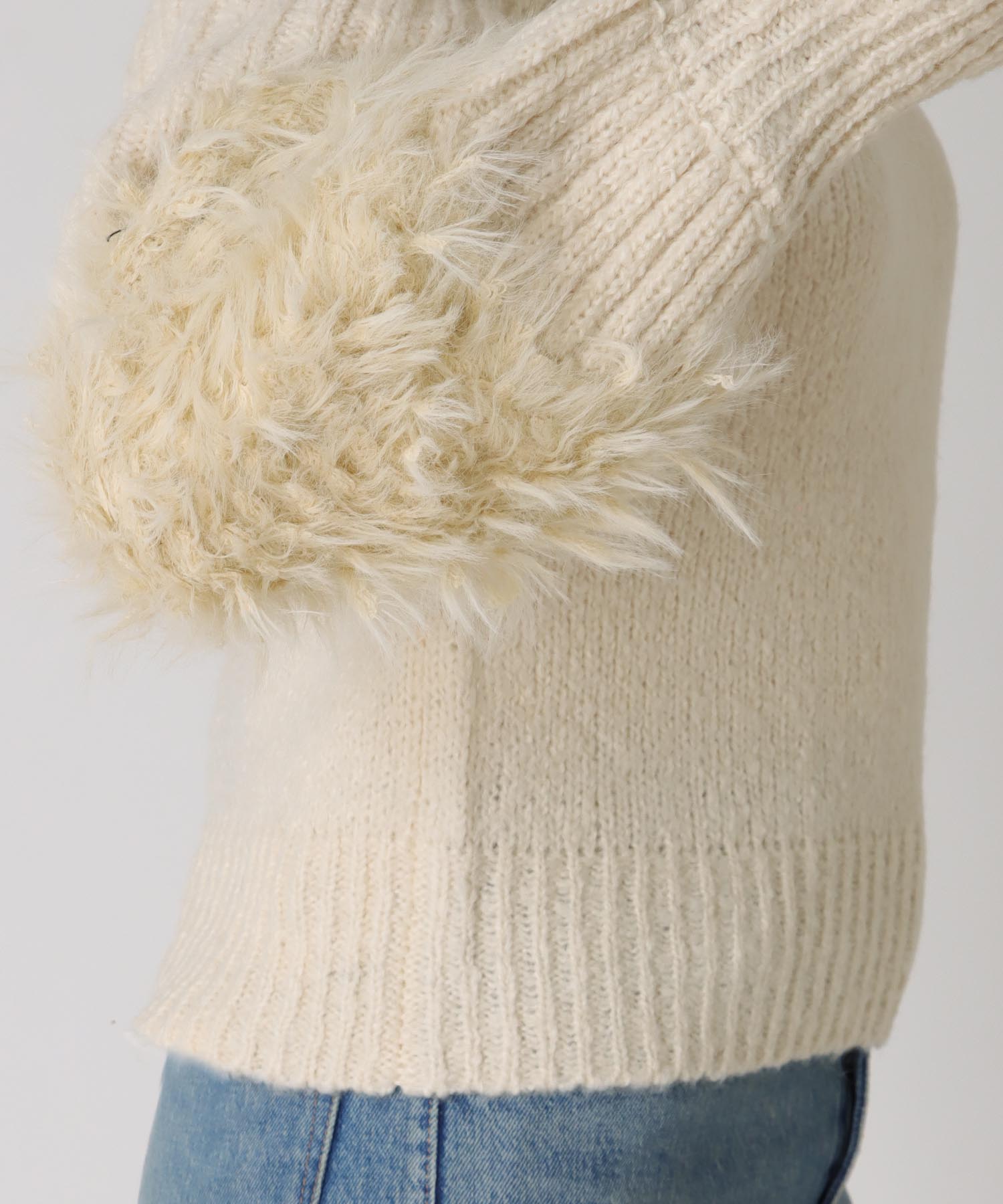 ファースリーブクロップドニット