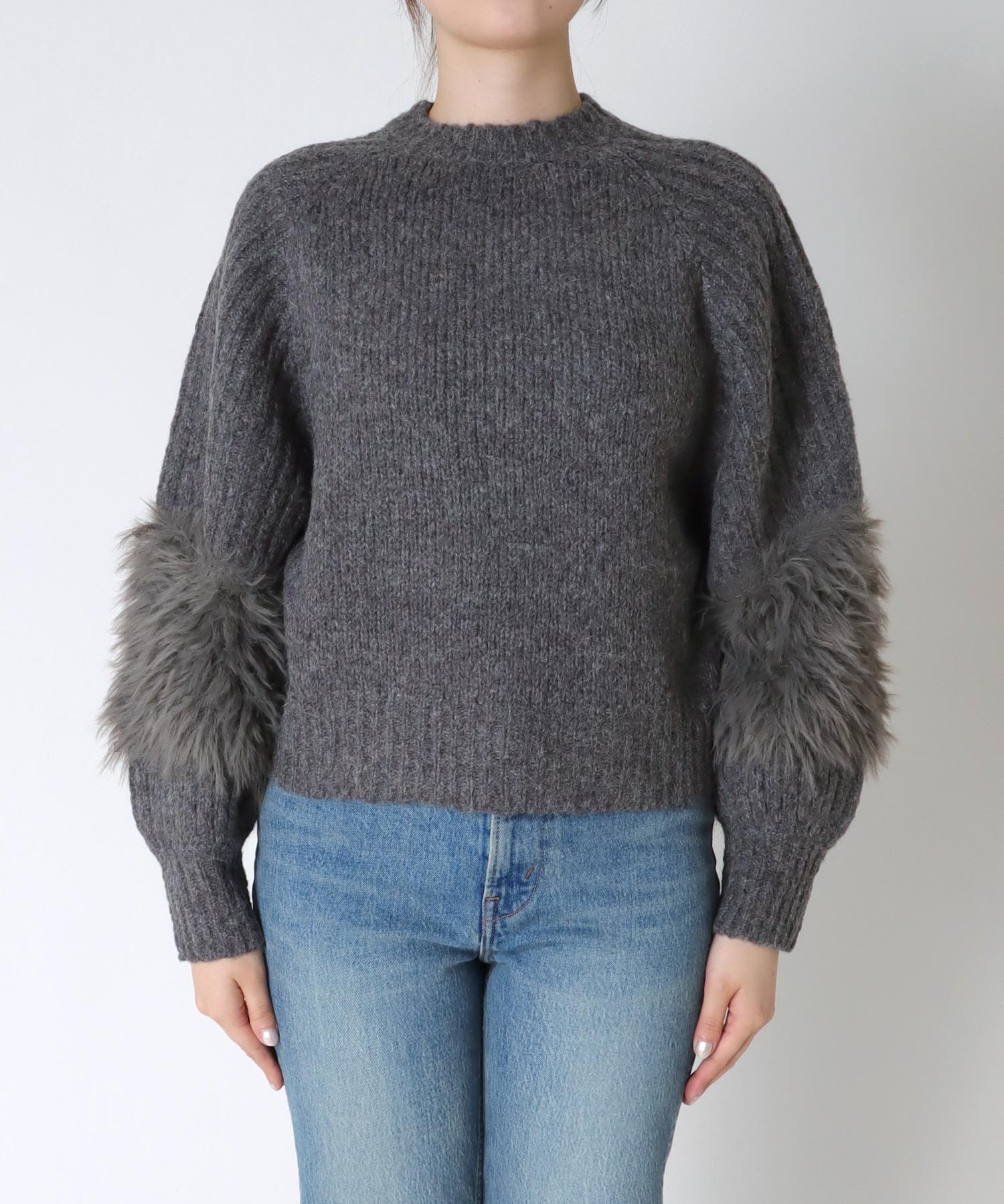 ファースリーブクロップドニット