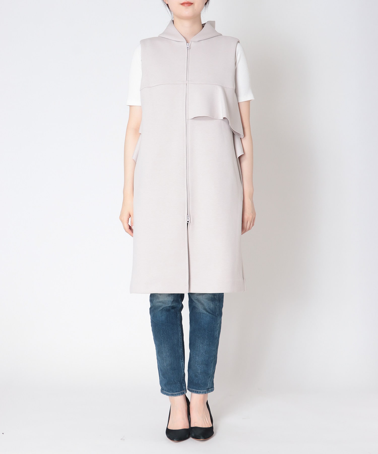 エアクッション ロング アシメフリルベスト