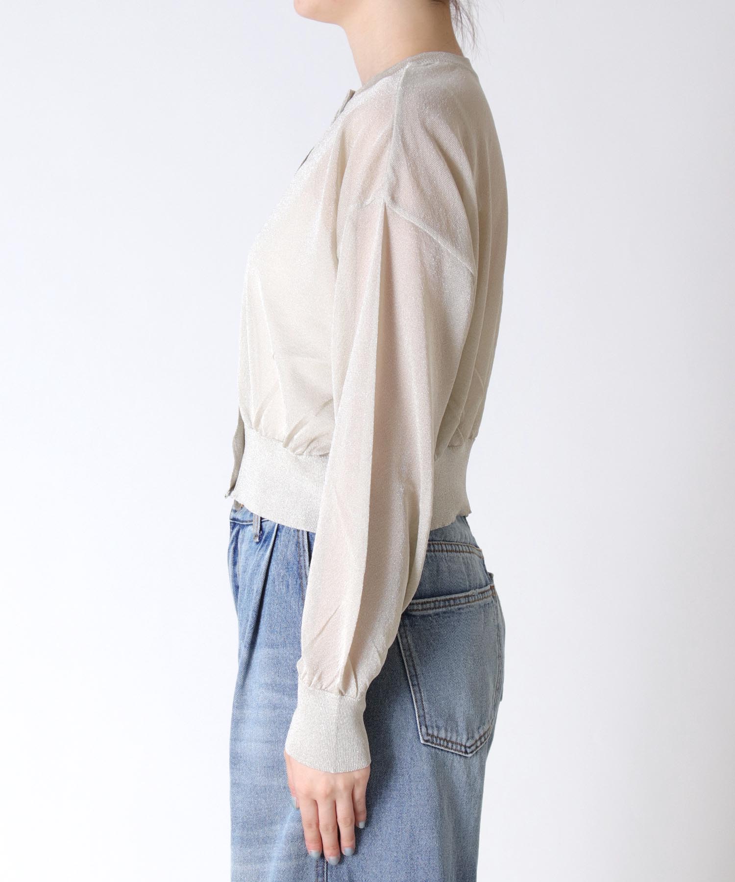 クルーネックシアーラメカーディガン | AND ON JIONE STORE