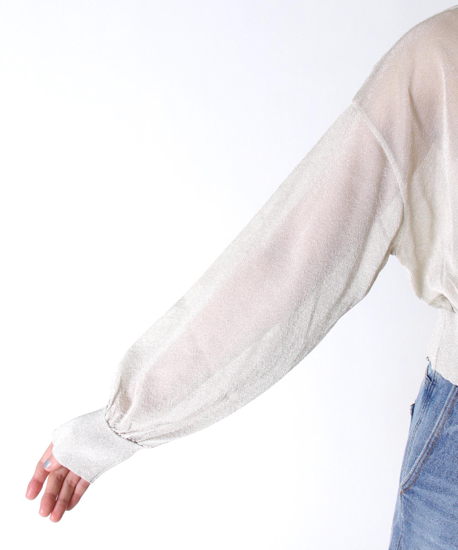 クルーネックシアーラメカーディガン | AND ON JIONE STORE