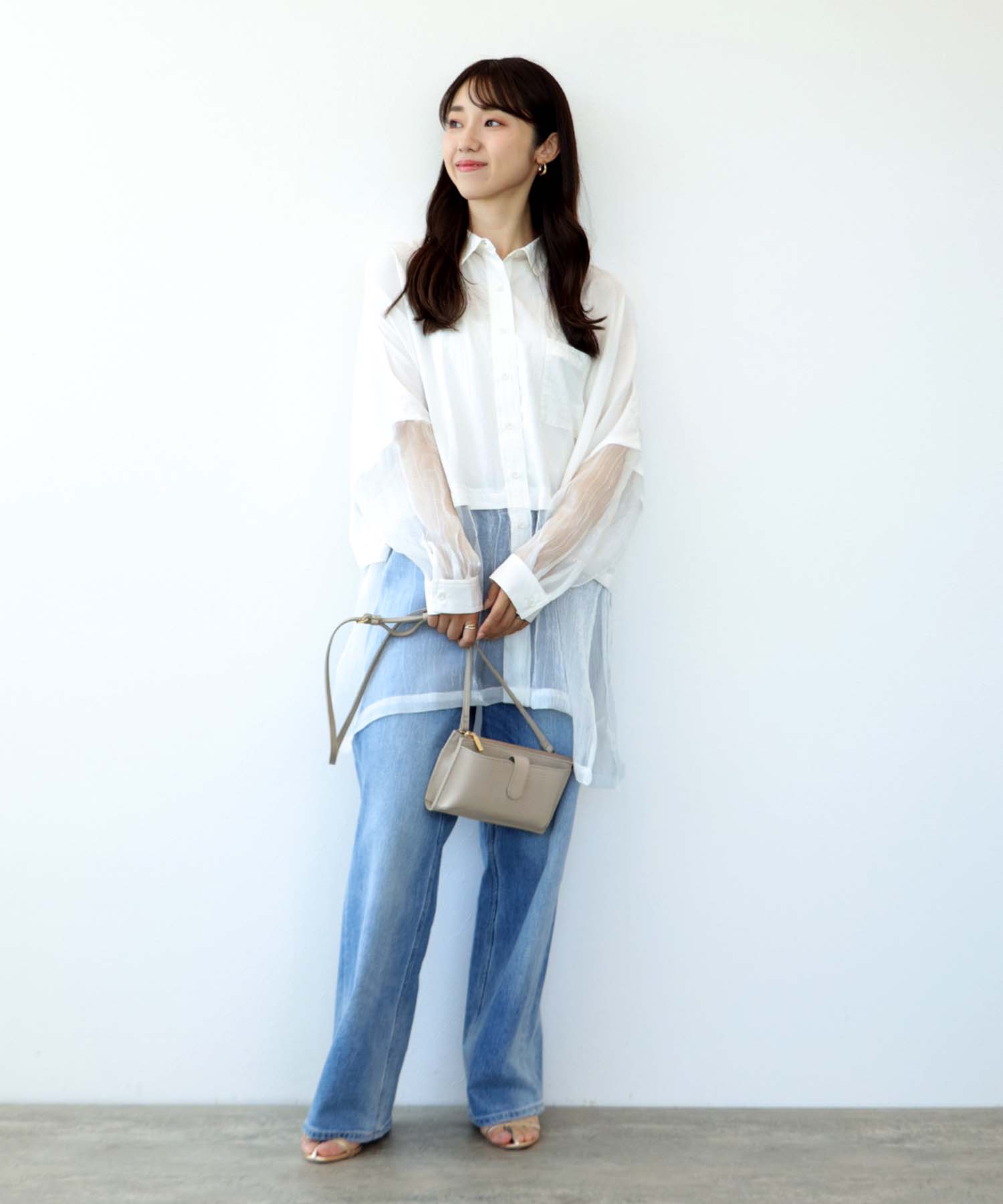 シャイニーシアーヘムロングシャツ