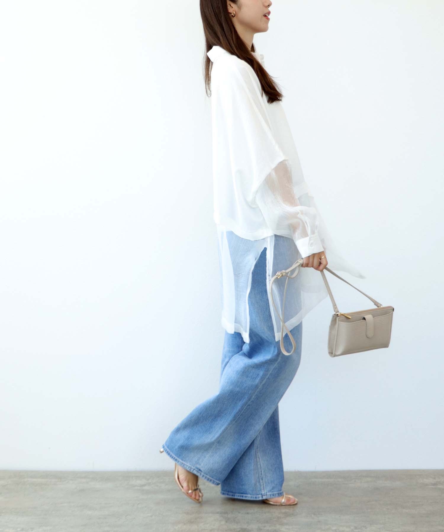 シャイニーシアーヘムロングシャツ