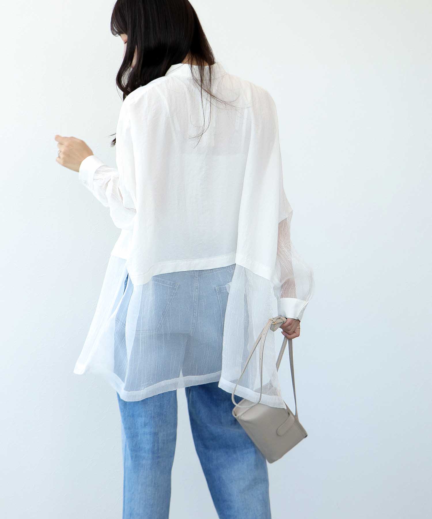 シャイニーシアーヘムロングシャツ