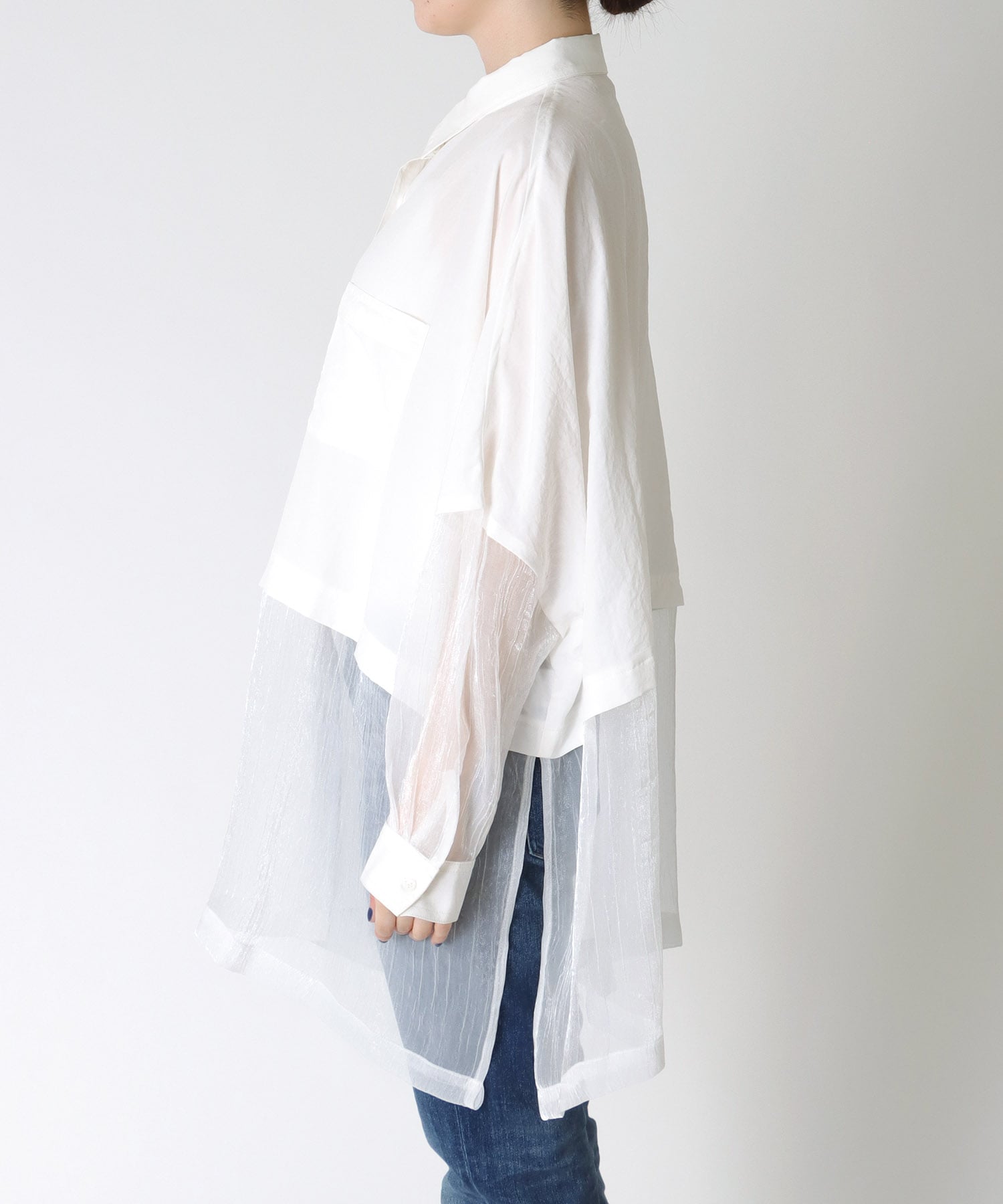 シャイニーシアーヘムロングシャツ