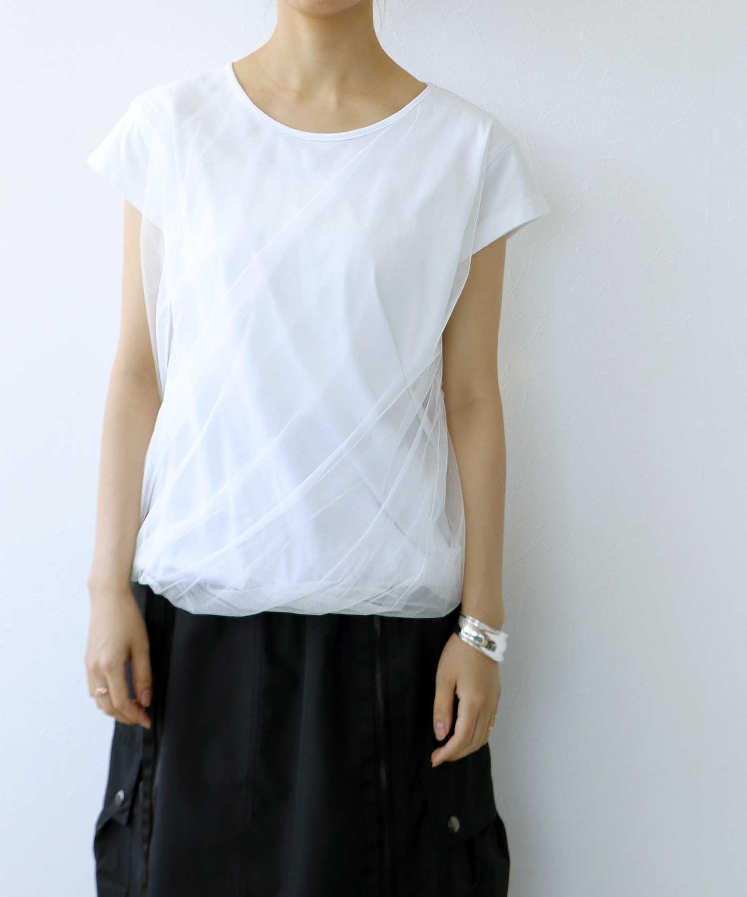チュールドレープTシャツ