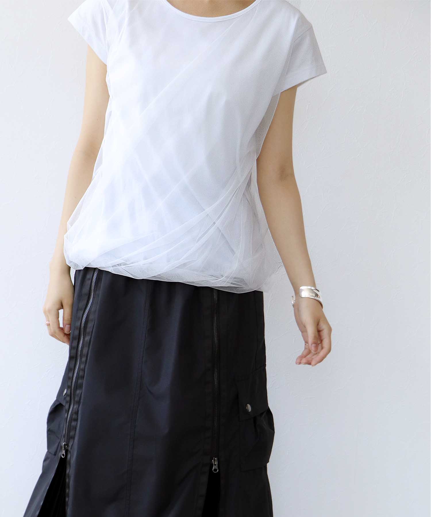 チュールドレープTシャツ