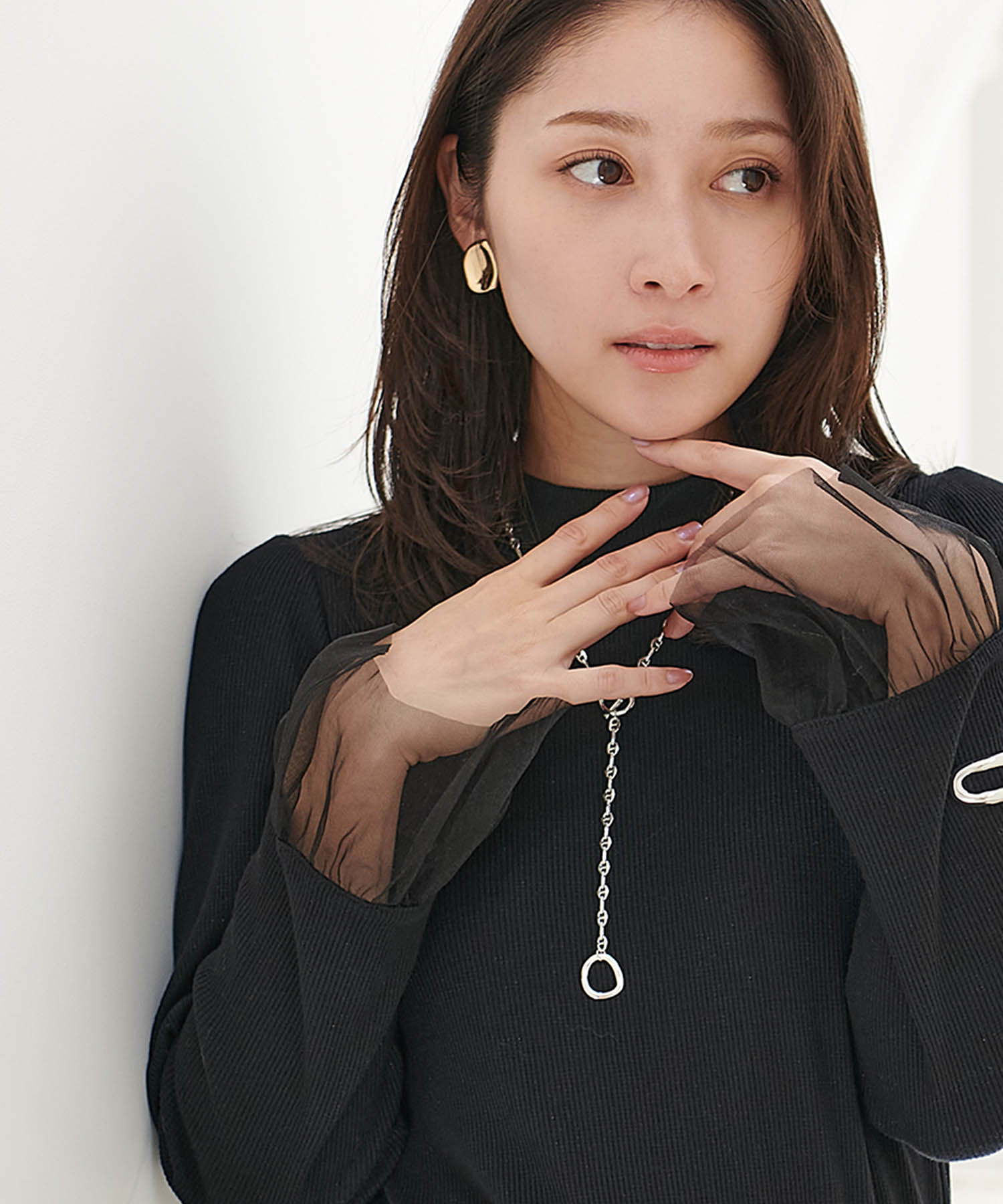 ラメテレコ袖チュールトップス【WEB/一部店舗限定】