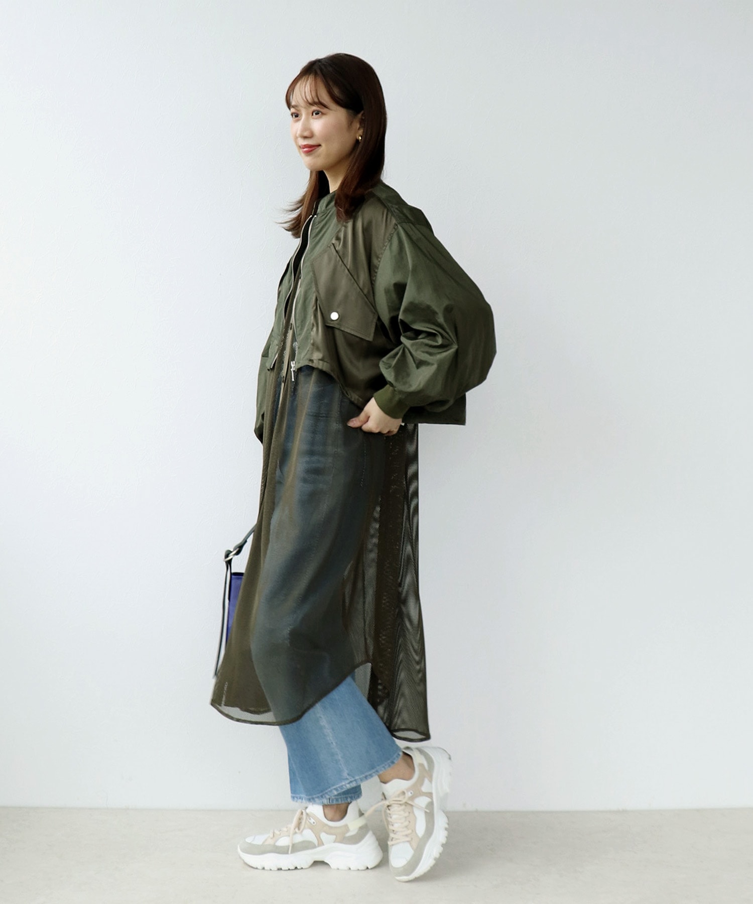 3wayナイロンｘサテンｘメッシュセットブルゾン