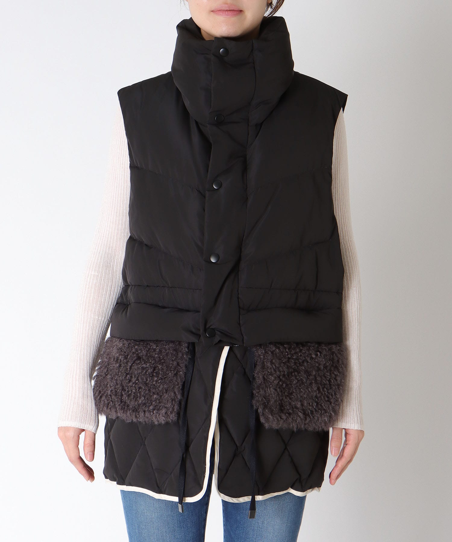2WAYファーポケットダウンベスト