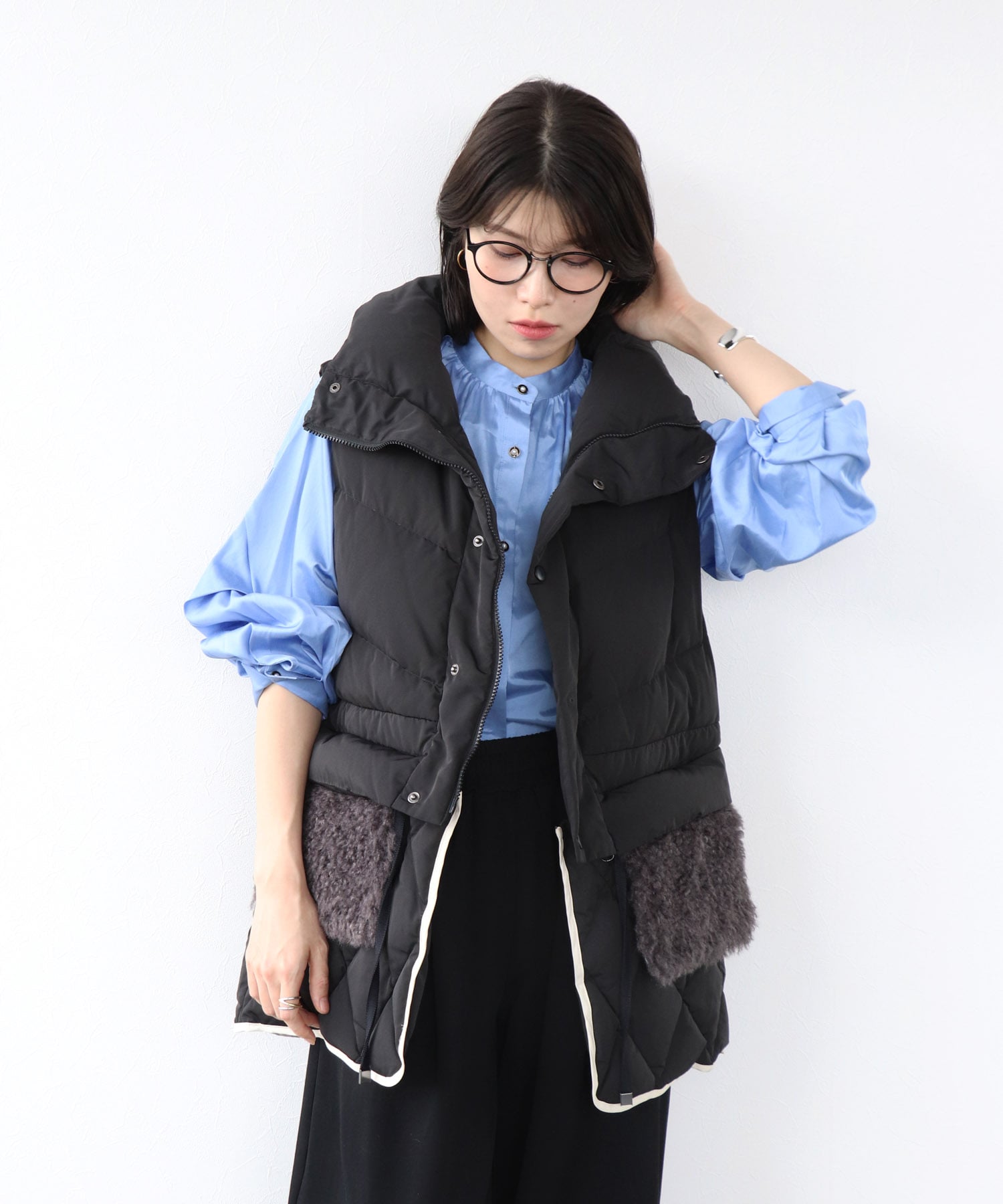 2WAYファーポケットダウンベスト