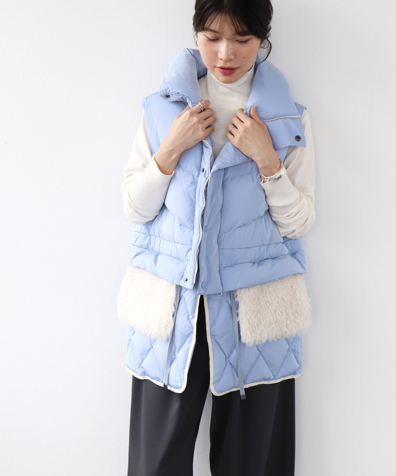 2WAYファーポケットダウンベスト