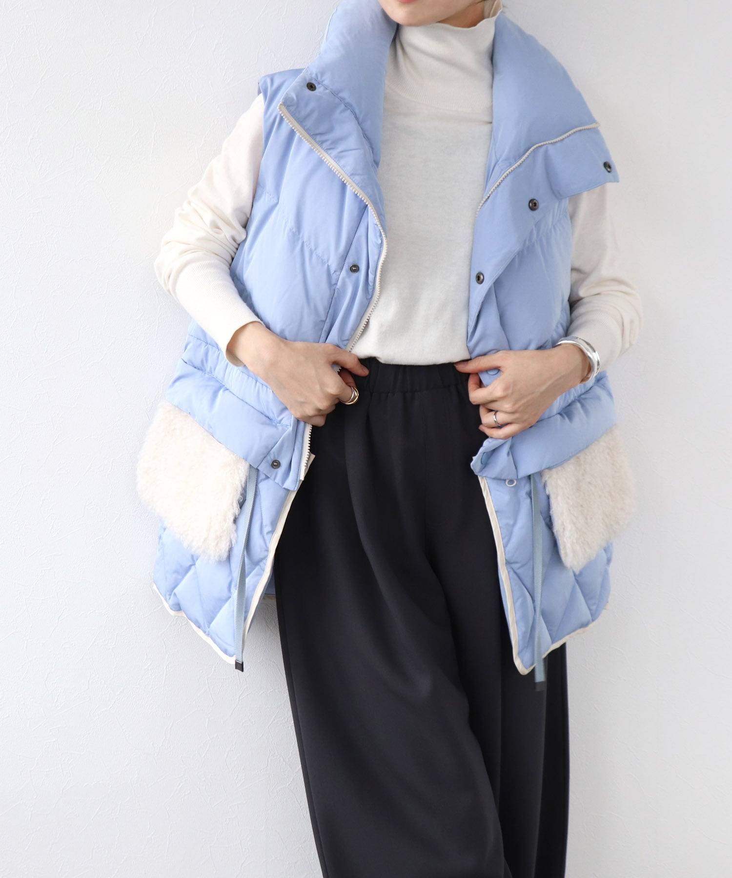 2WAYファーポケットダウンベスト