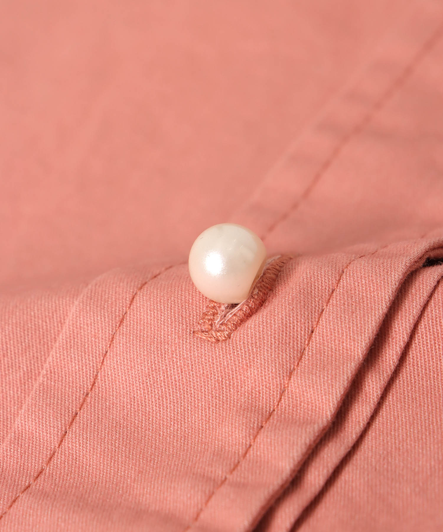 綿ツイル ノーカラーシャツブラウス