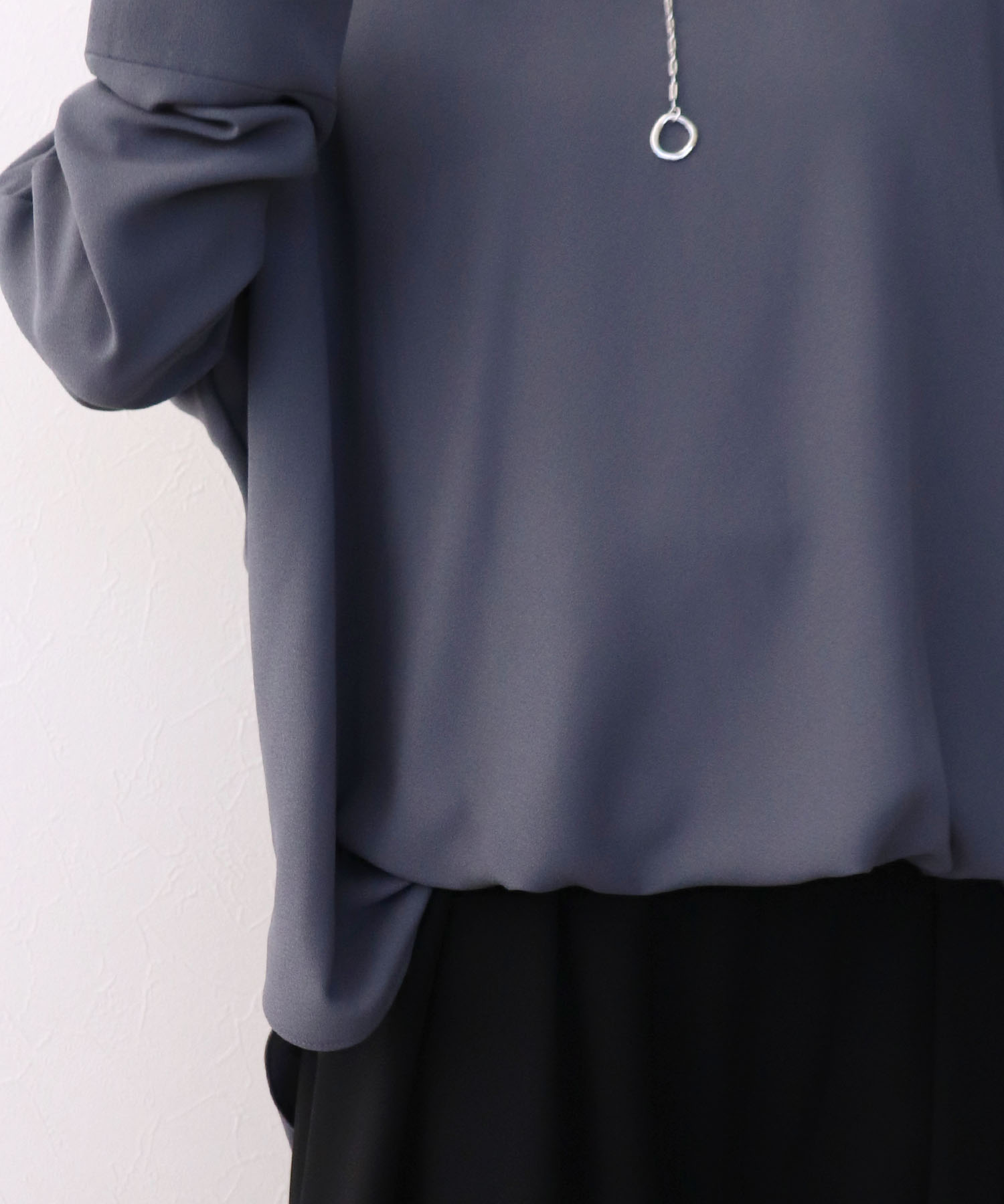 シフォンブラウジング長袖ブラウス