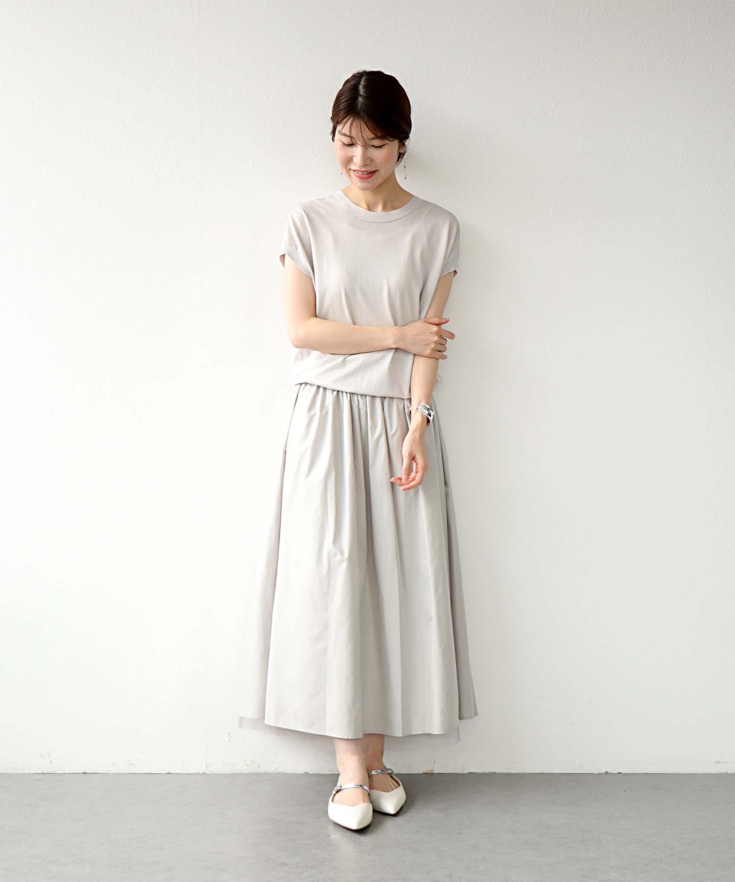 タフタ×チュールギャザースカート