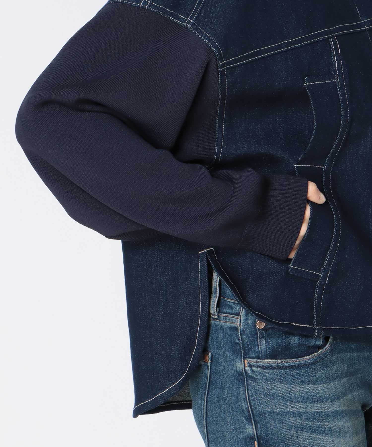 【店舗人気】デニム×ニットGジャン【フード取り外し可能】