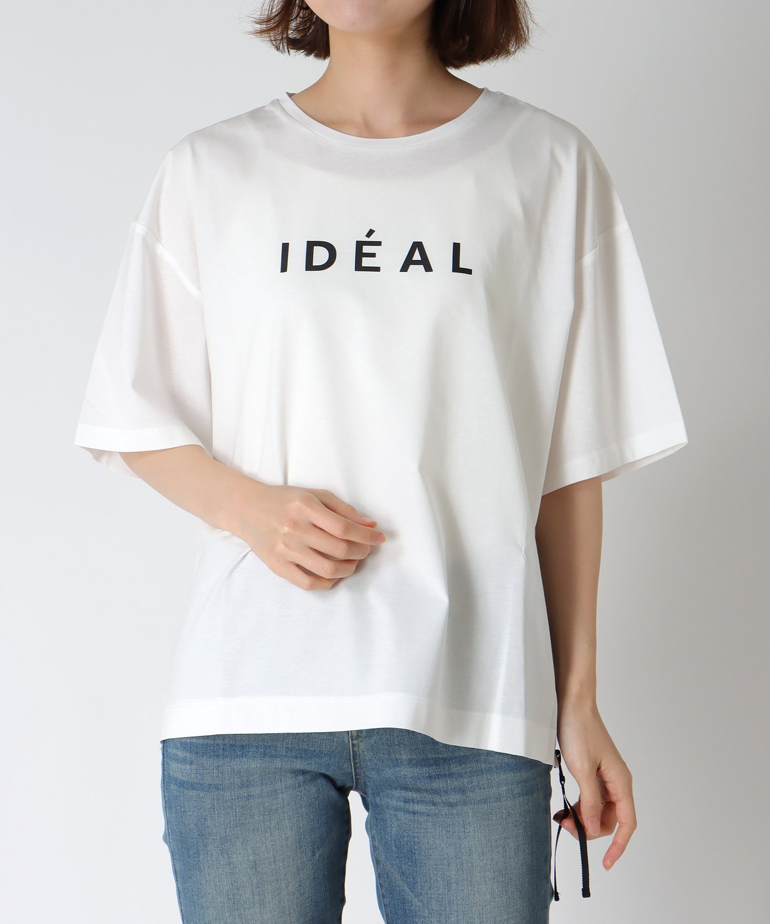 HE IDEALロゴ サイドファスナーTシャツ
