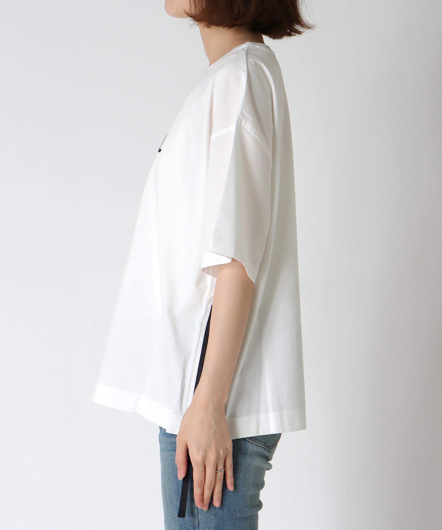 HE IDEALロゴ サイドファスナーTシャツ