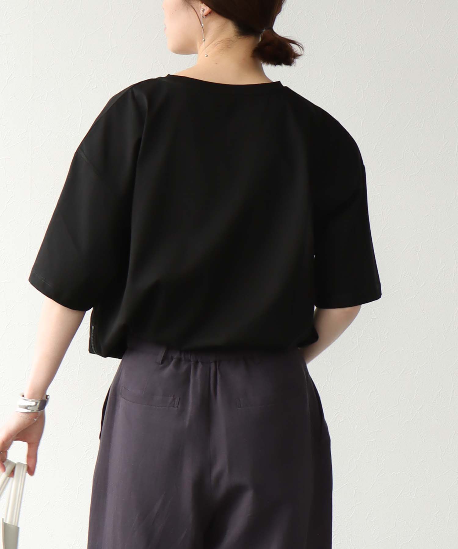 HE IDEALロゴ サイドファスナーTシャツ