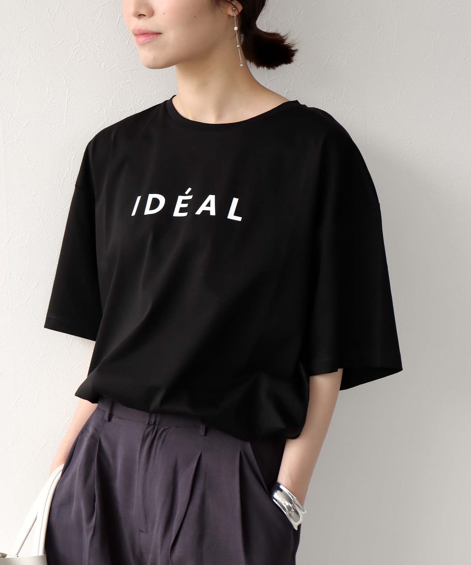 HE IDEALロゴ サイドファスナーTシャツ