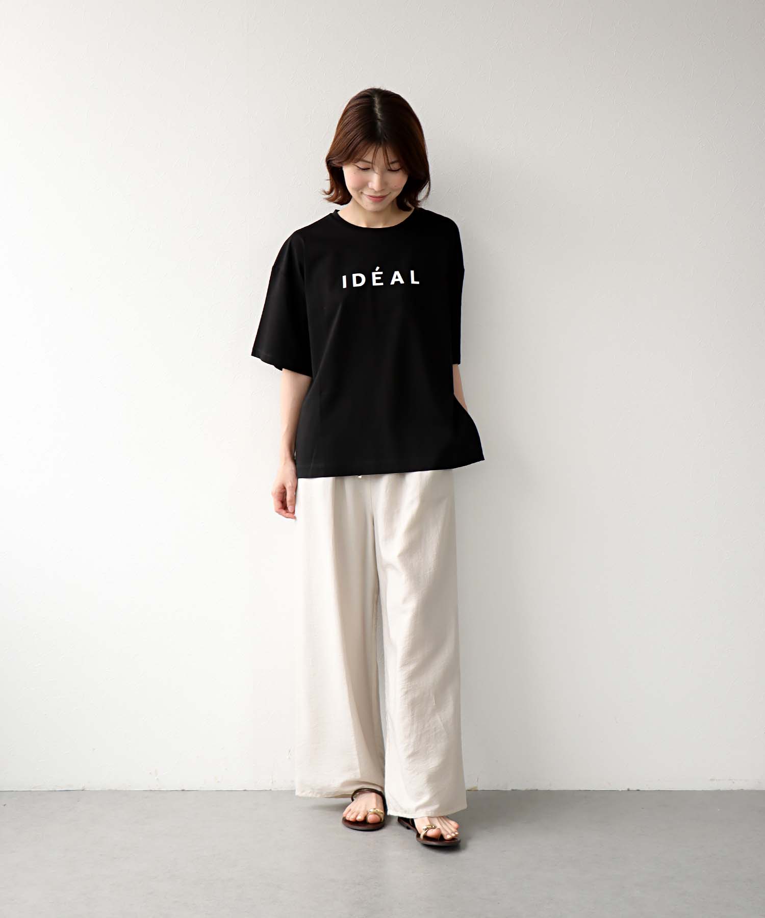 HE IDEALロゴ サイドファスナーTシャツ