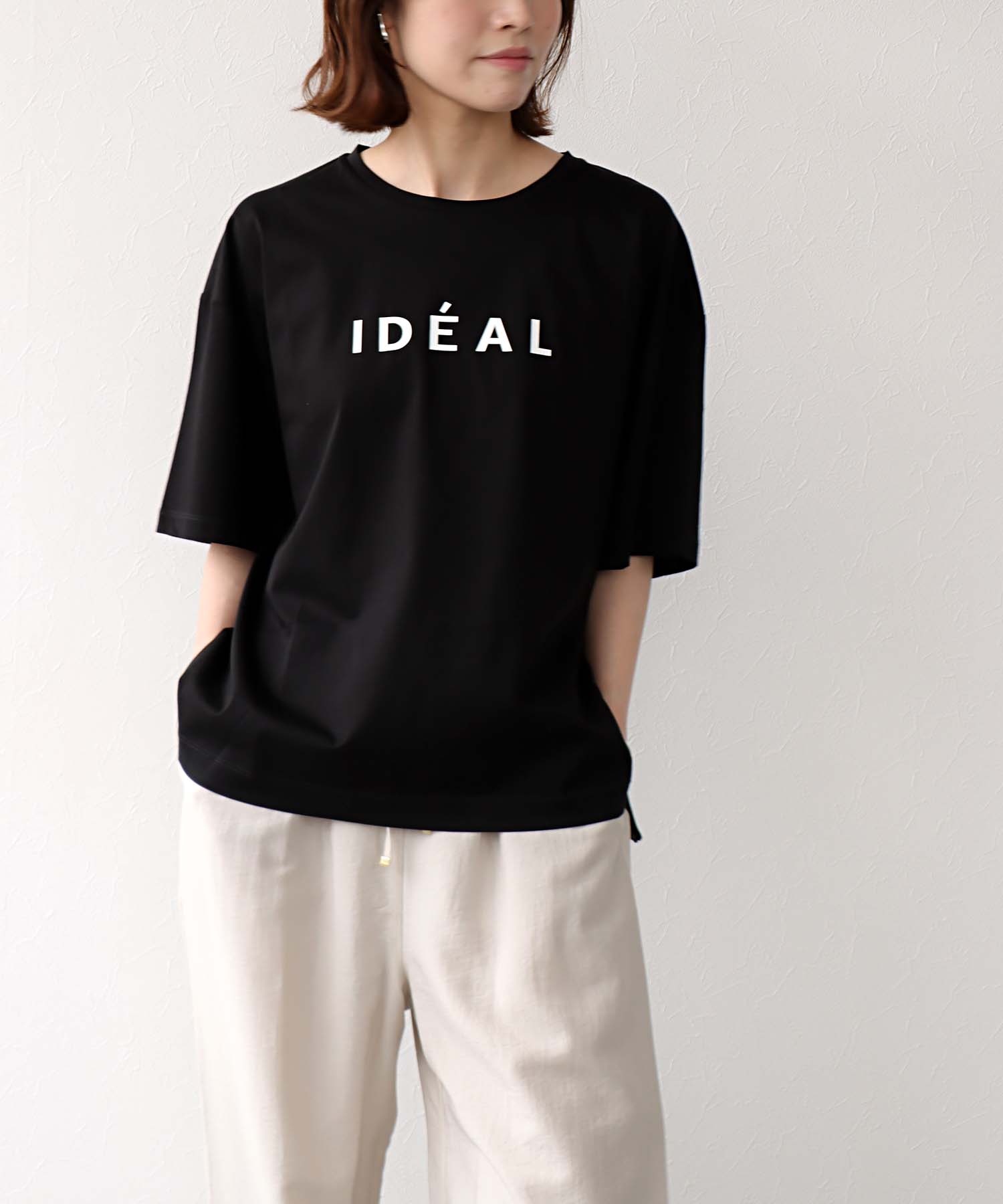 HE IDEALロゴ サイドファスナーTシャツ
