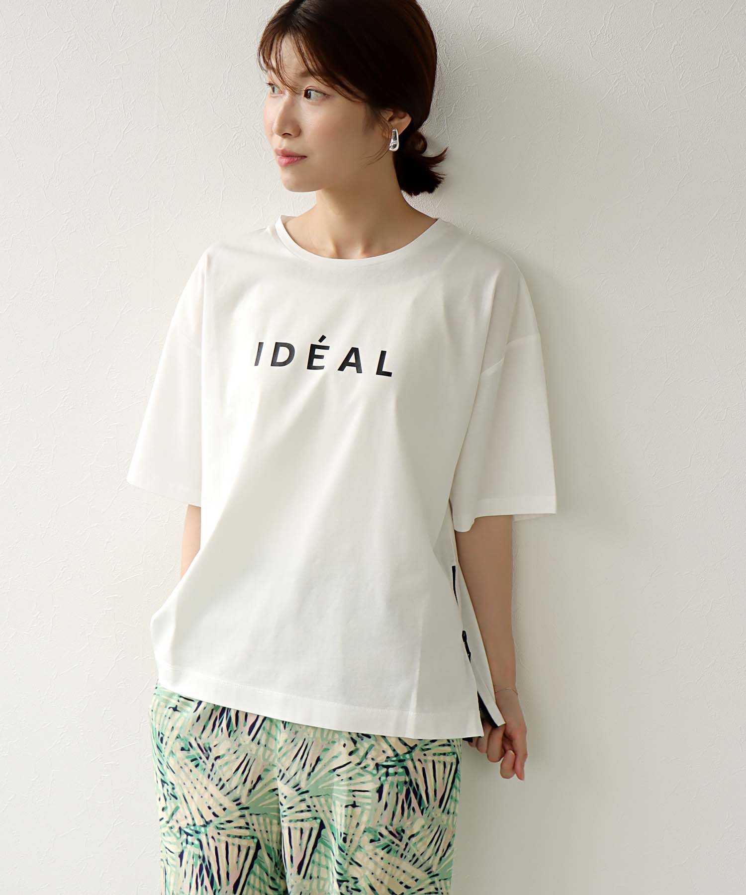 HE IDEALロゴ サイドファスナーTシャツ