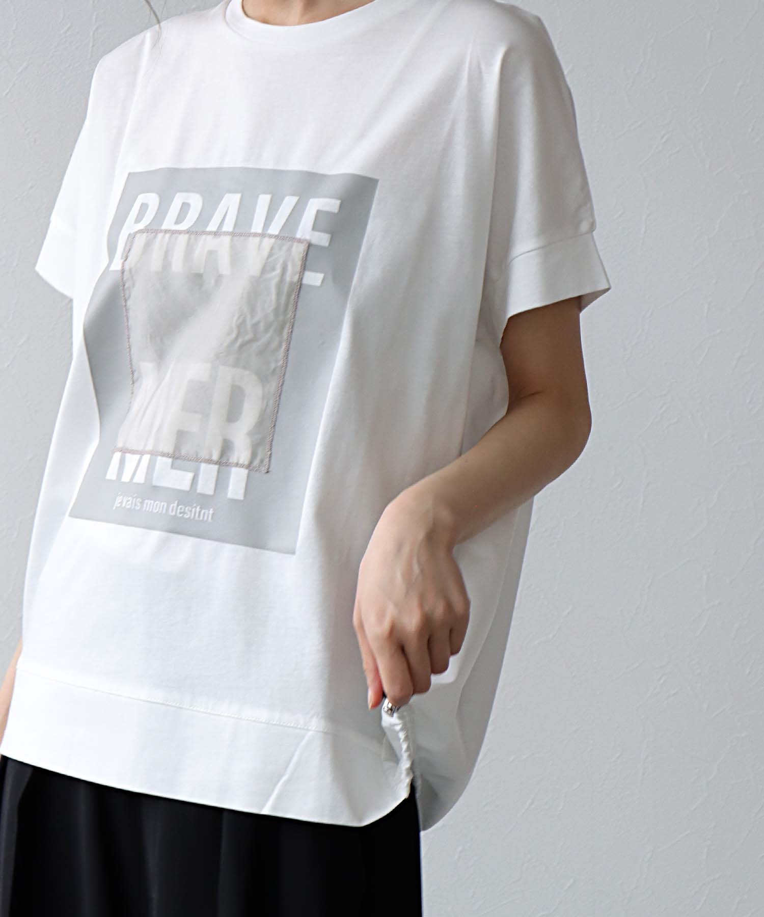 ドロストオーガンジーロゴTシャツ