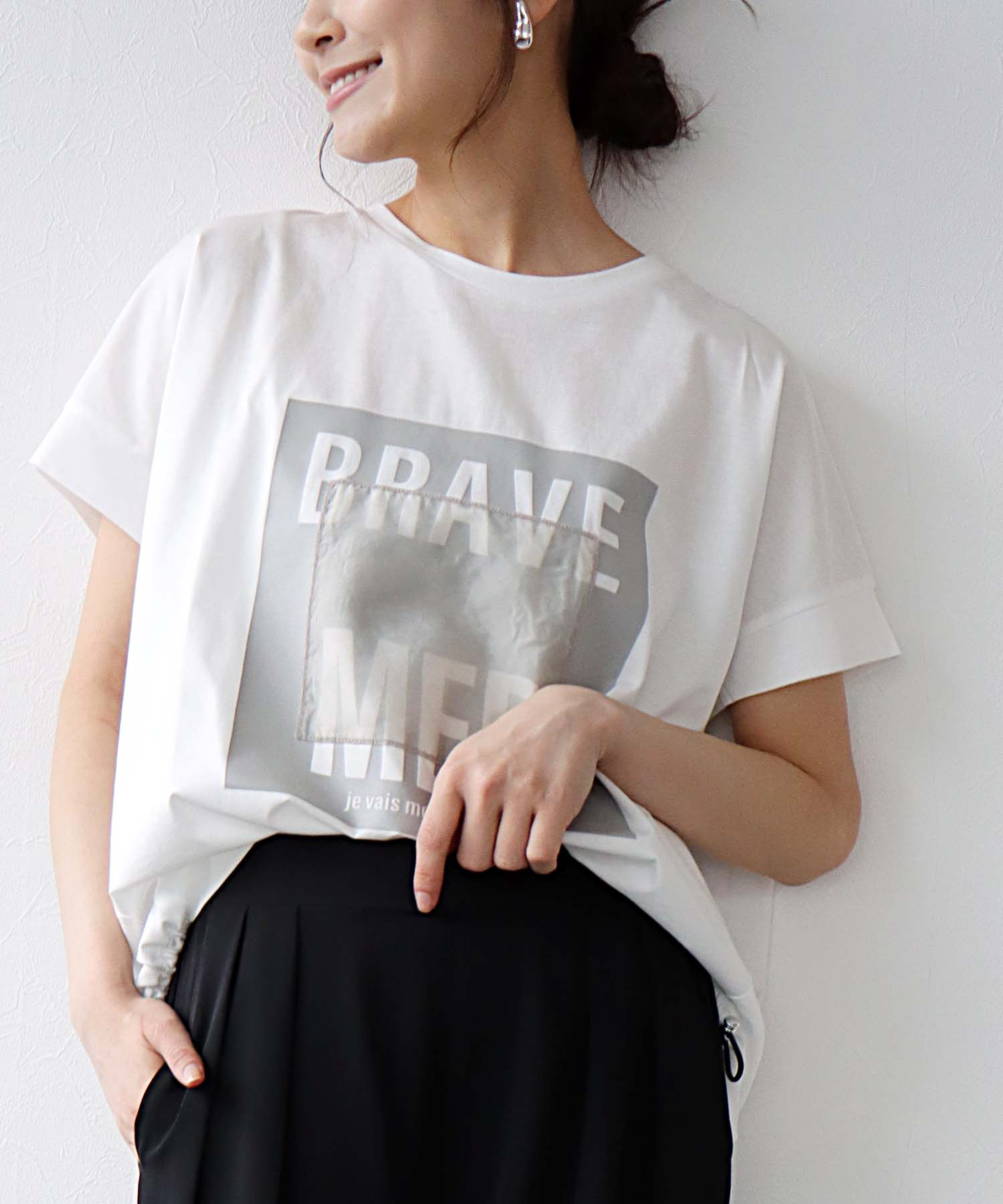 ドロストオーガンジーロゴTシャツ