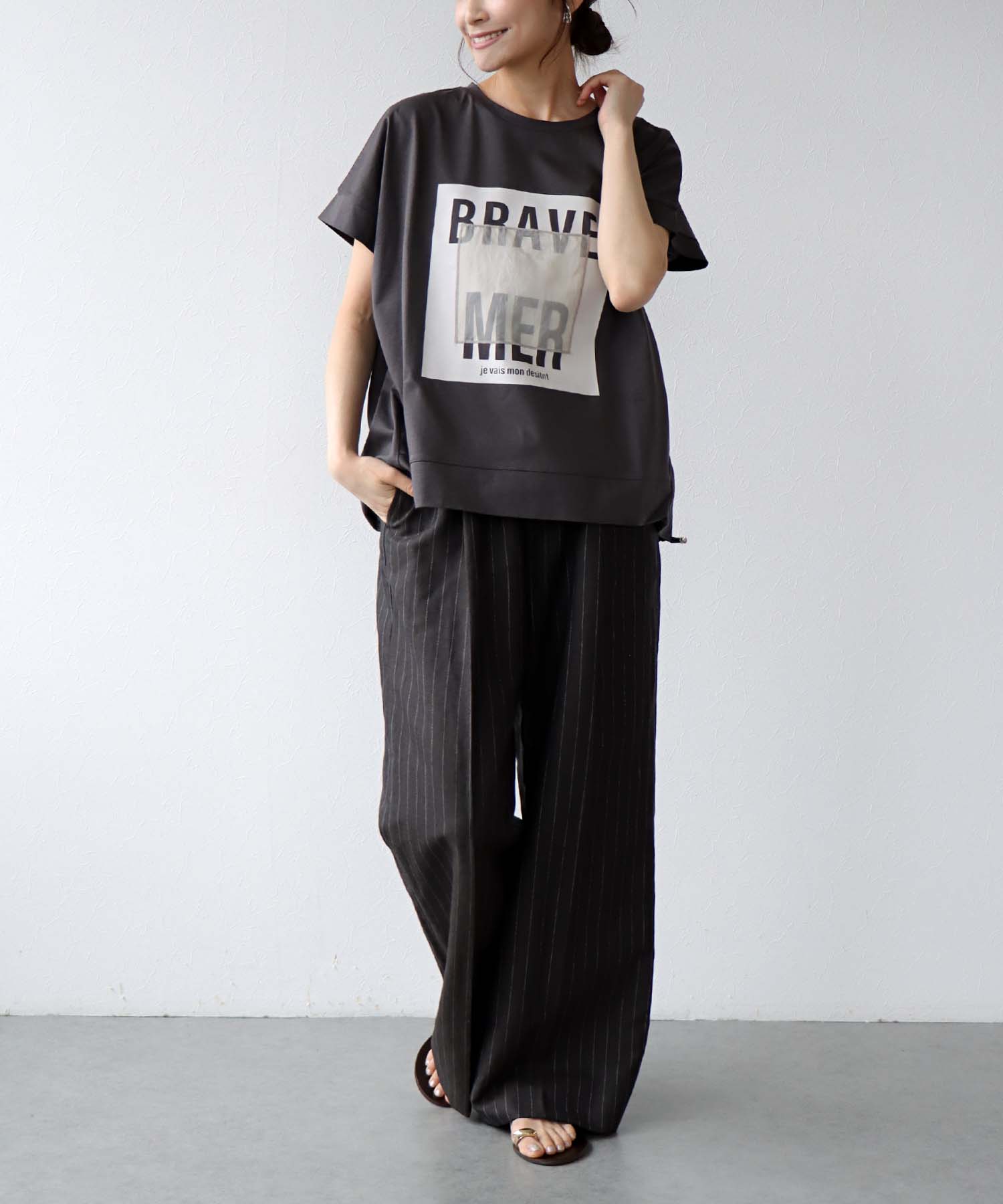 ドロストオーガンジーロゴTシャツ