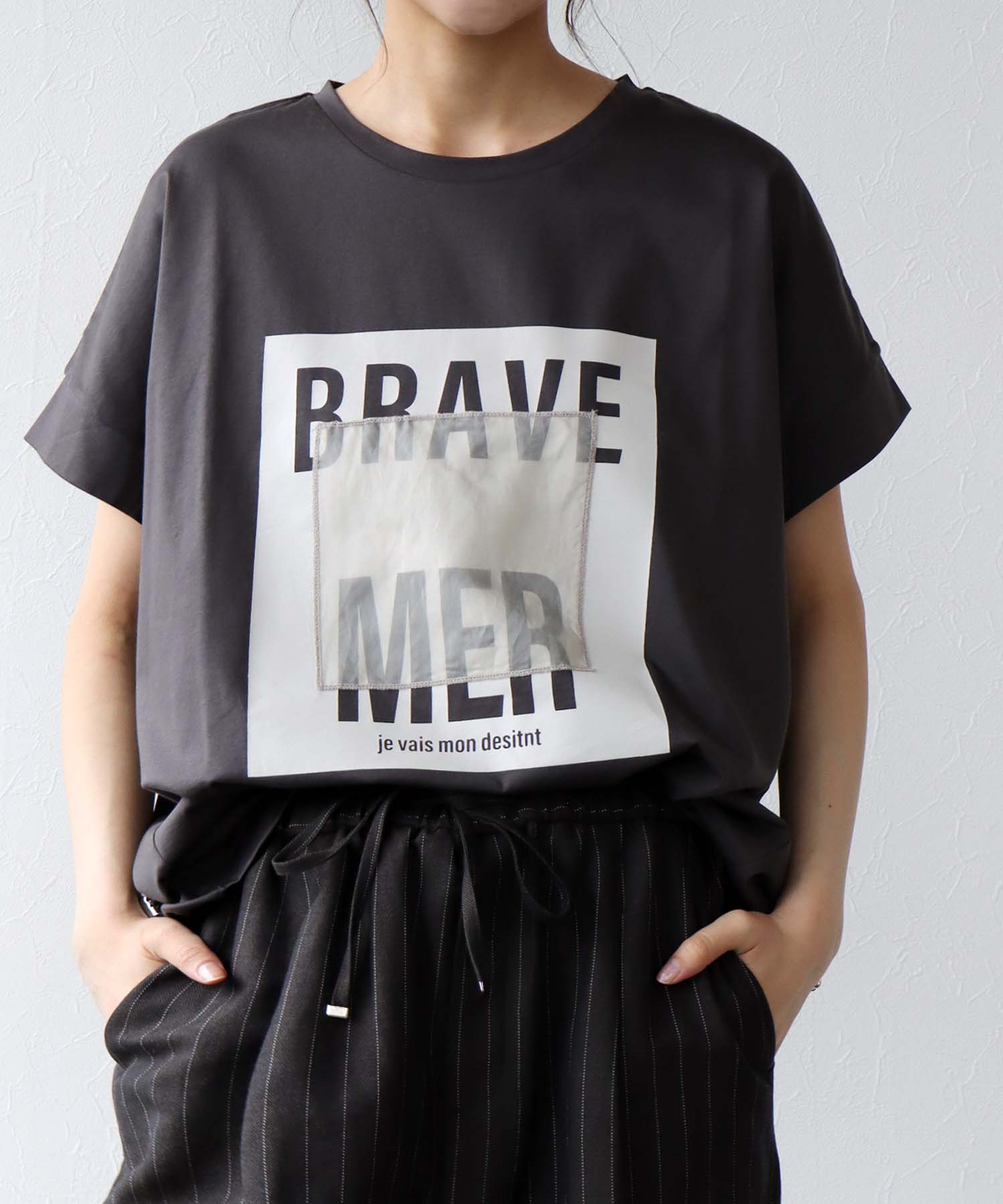 ドロストオーガンジーロゴTシャツ