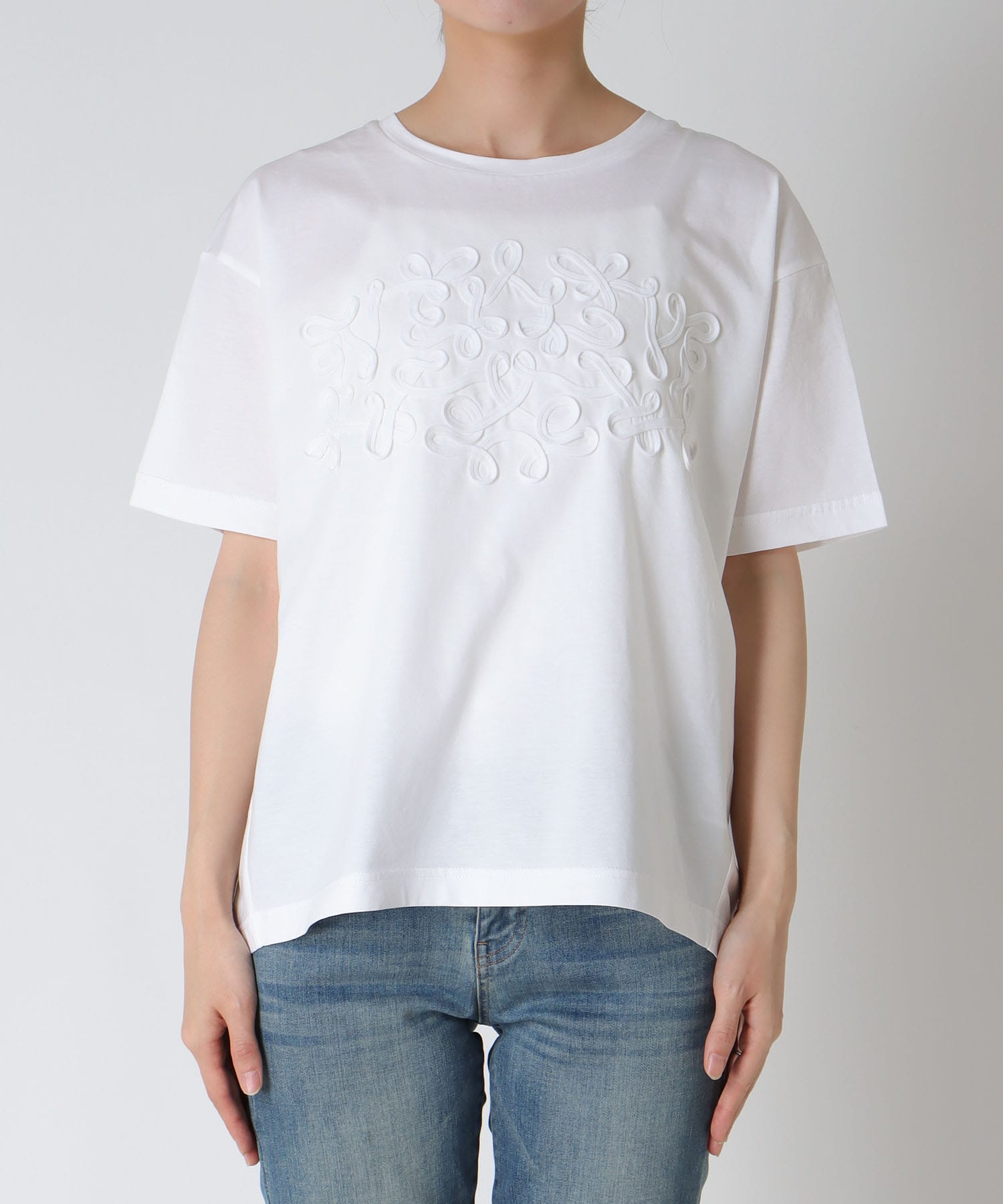 シルケット天竺テープ刺繍Tシャツ