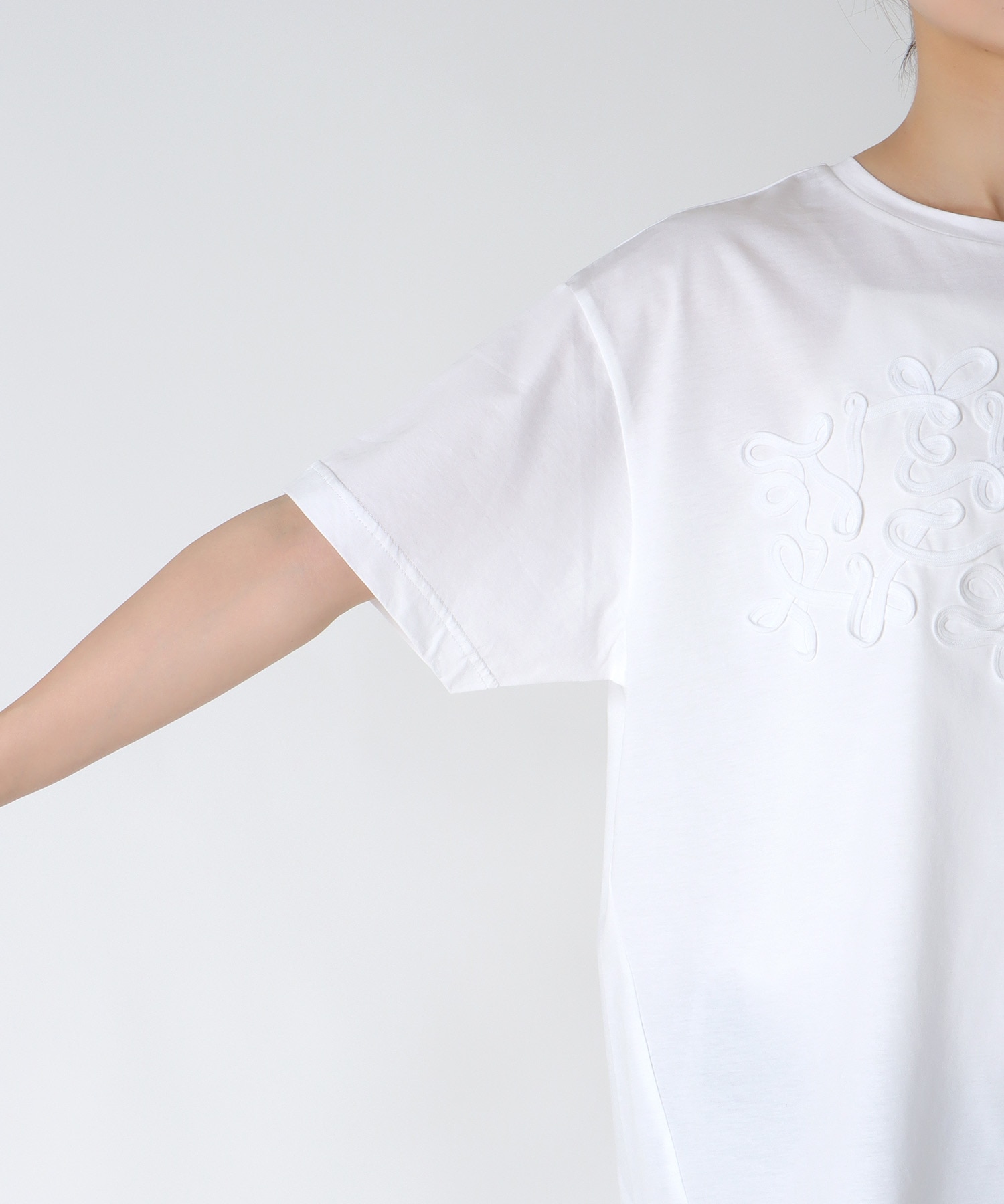 シルケット天竺テープ刺繍Tシャツ