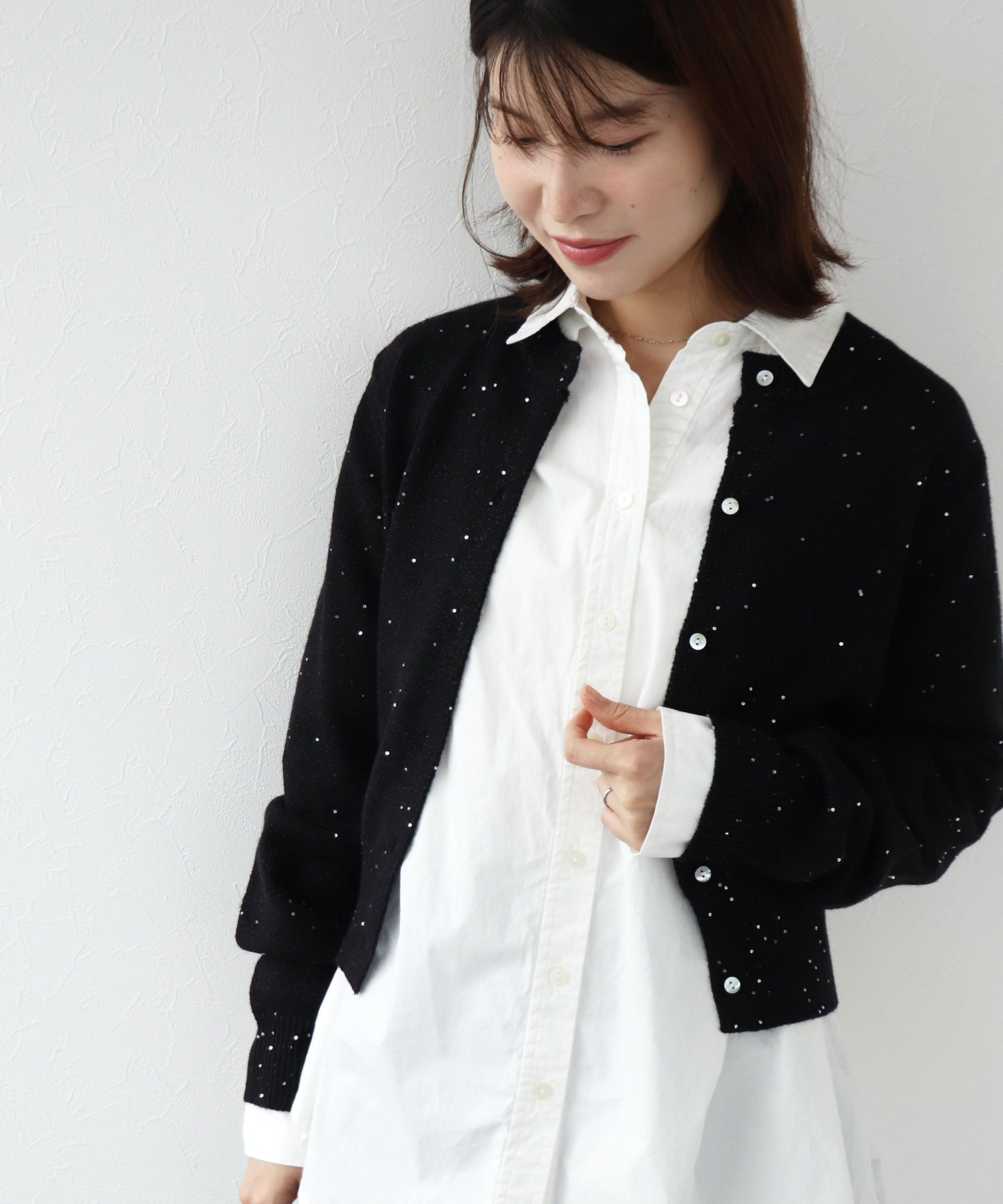 スパンコールラメカーディガン