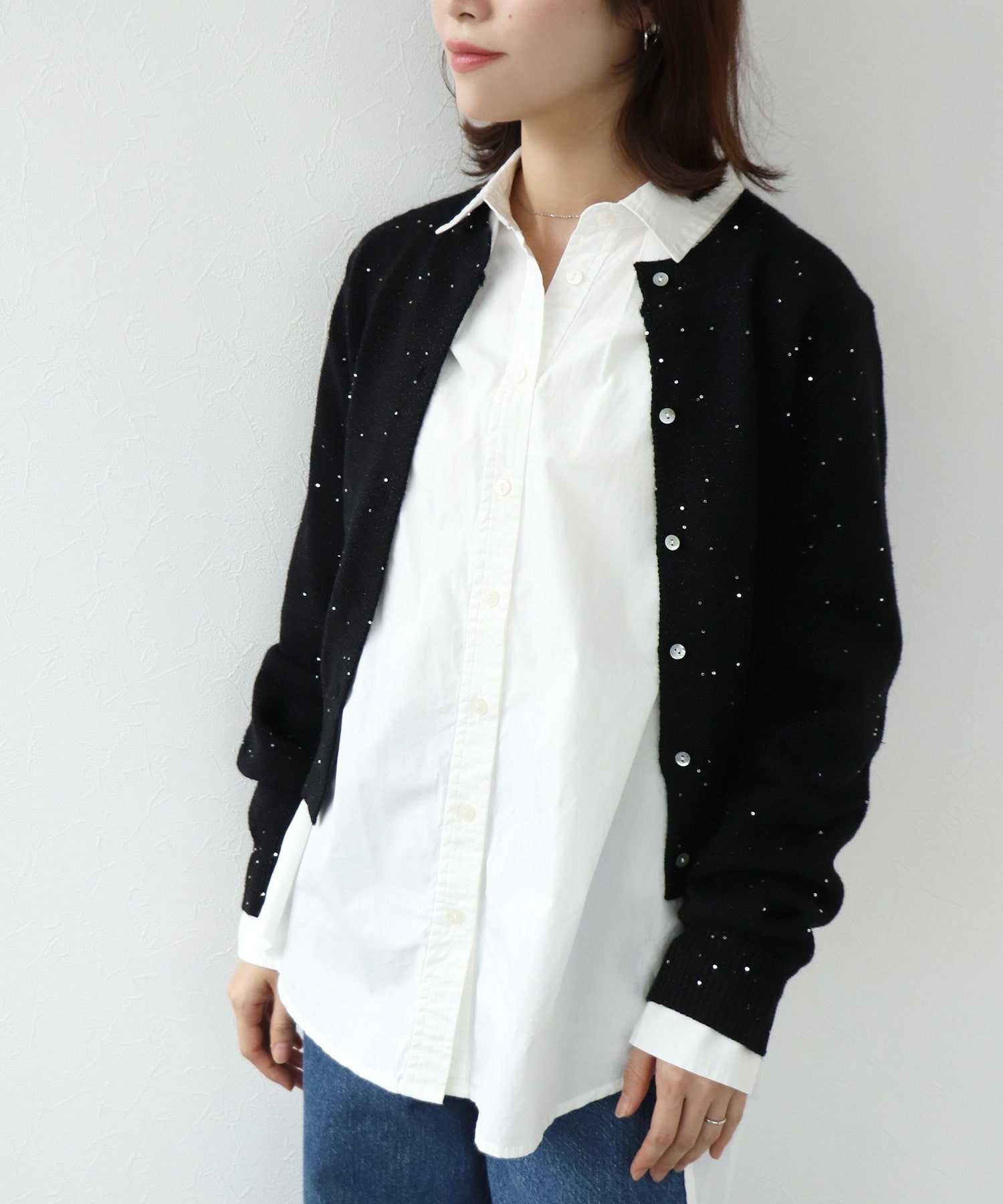 スパンコールラメカーディガン